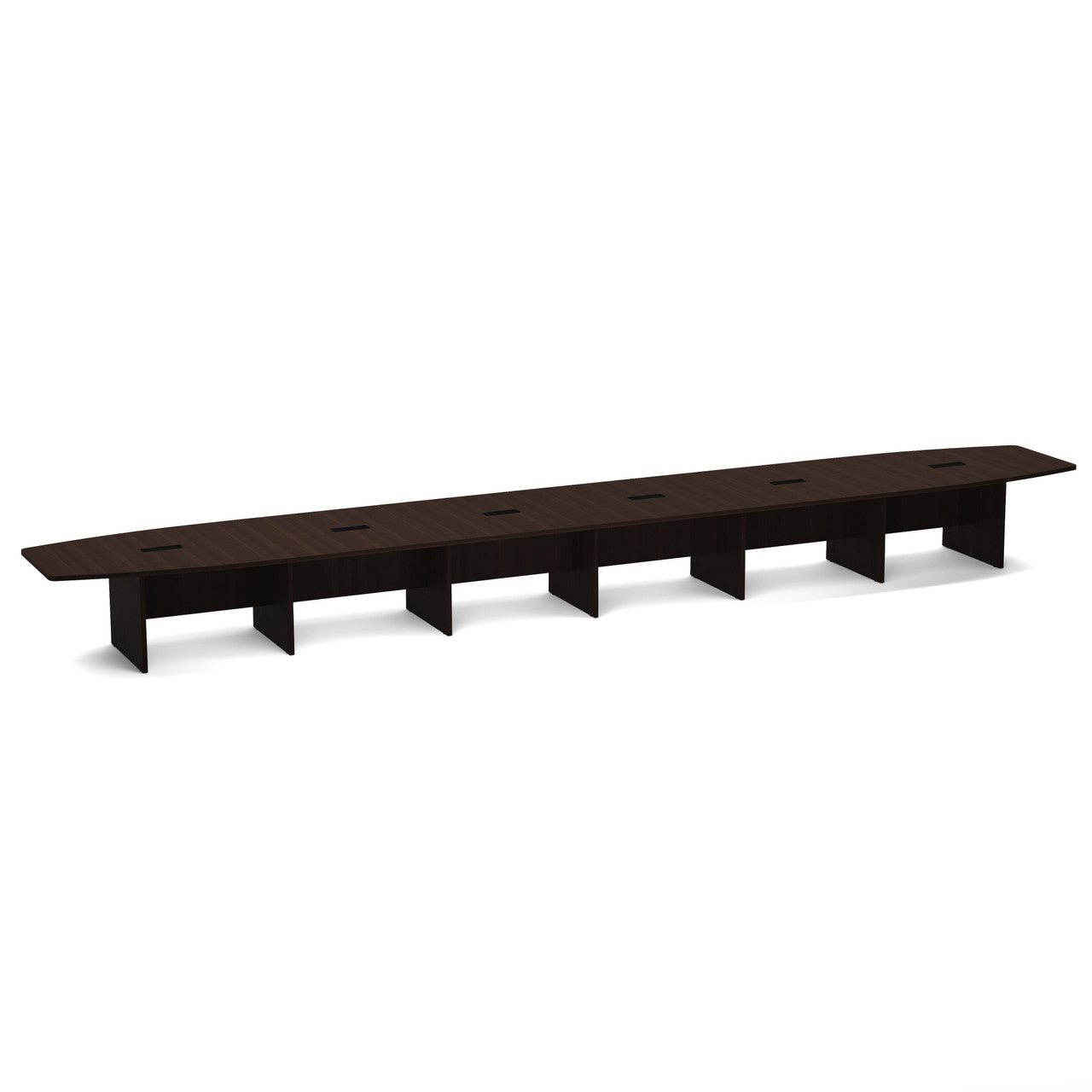 OfficeSource Laminate Expandable Boat Shaped Conference Table with Slab Base - 28' - Java