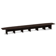 OfficeSource Laminate Expandable Boat Shaped Conference Table with Slab Base - 28' - Java