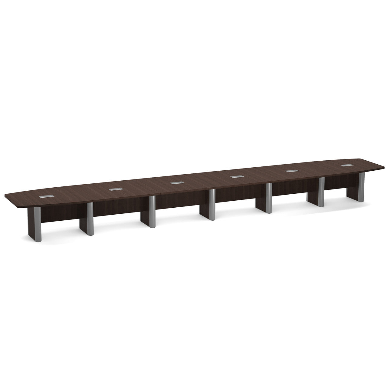 OfficeSource Laminate Expandable Boat Shaped Conference Table with Elliptical Base - 26' - Java