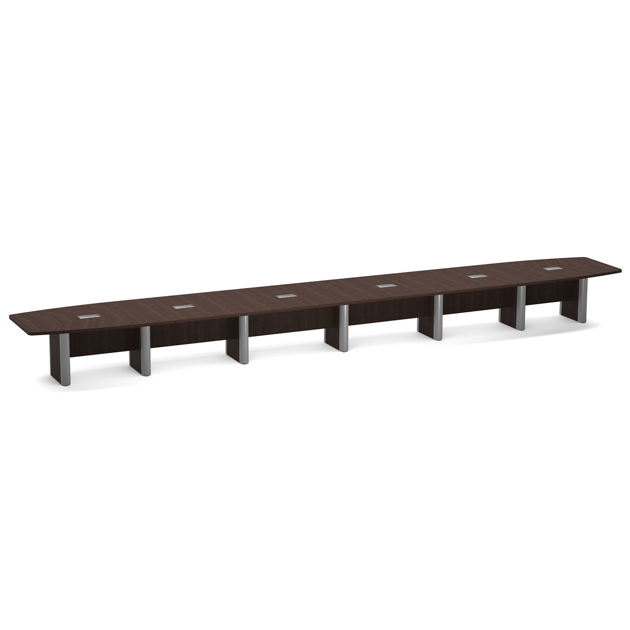 OfficeSource Laminate Expandable Boat Shaped Conference Table with Elliptical Base - 28' - Java