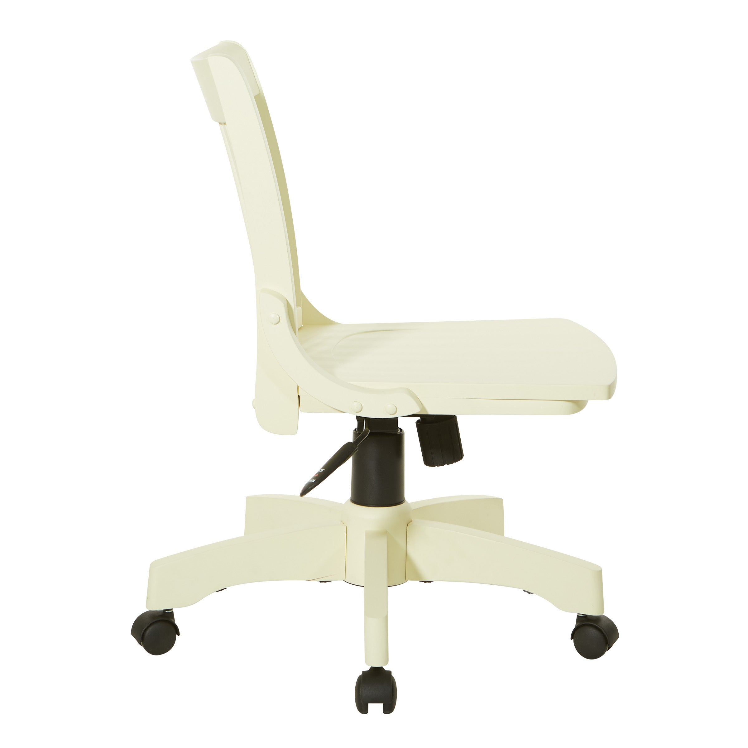Deluxe Armless Wood Bankers Chair - Antique White Finish
