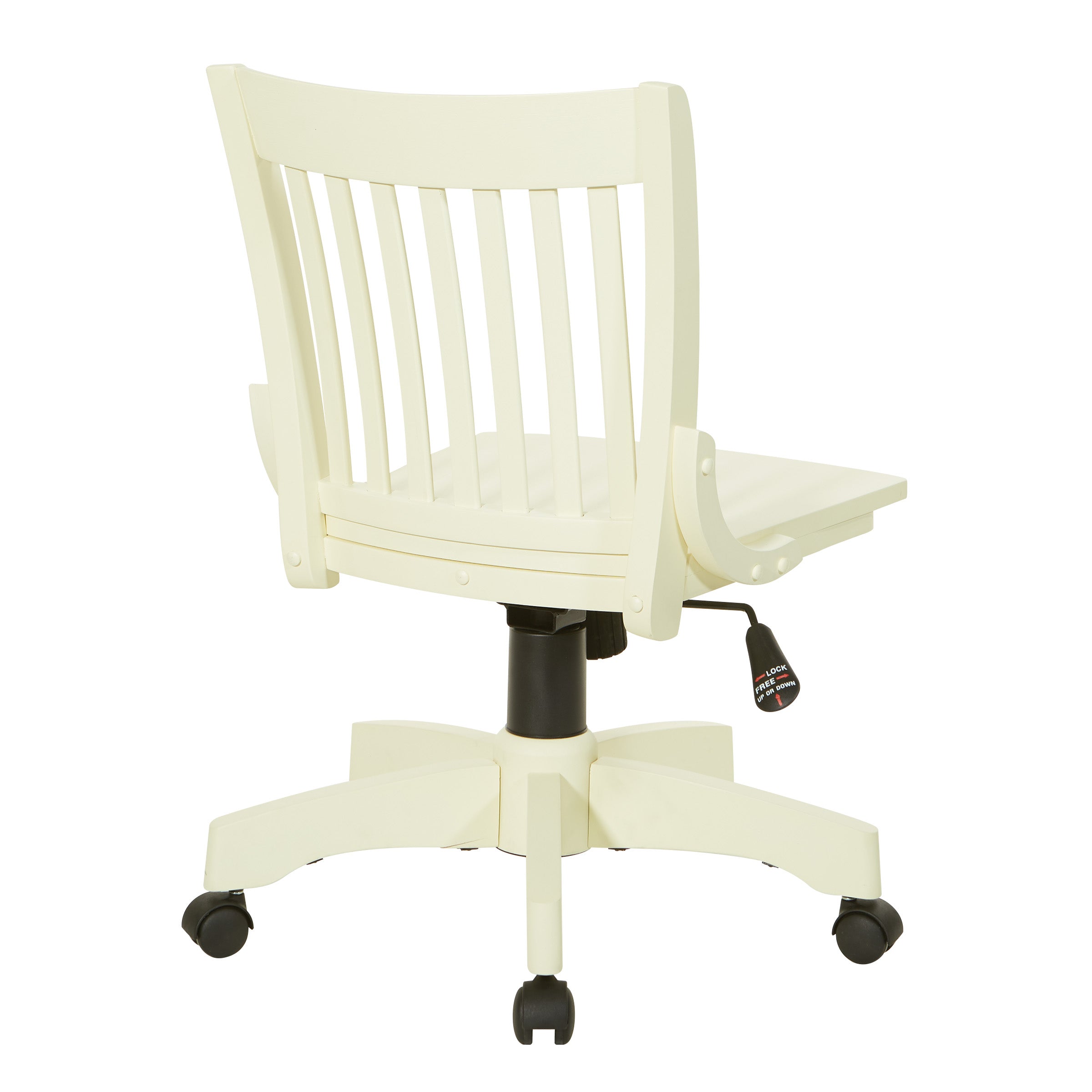 Deluxe Armless Wood Bankers Chair - Antique White Finish