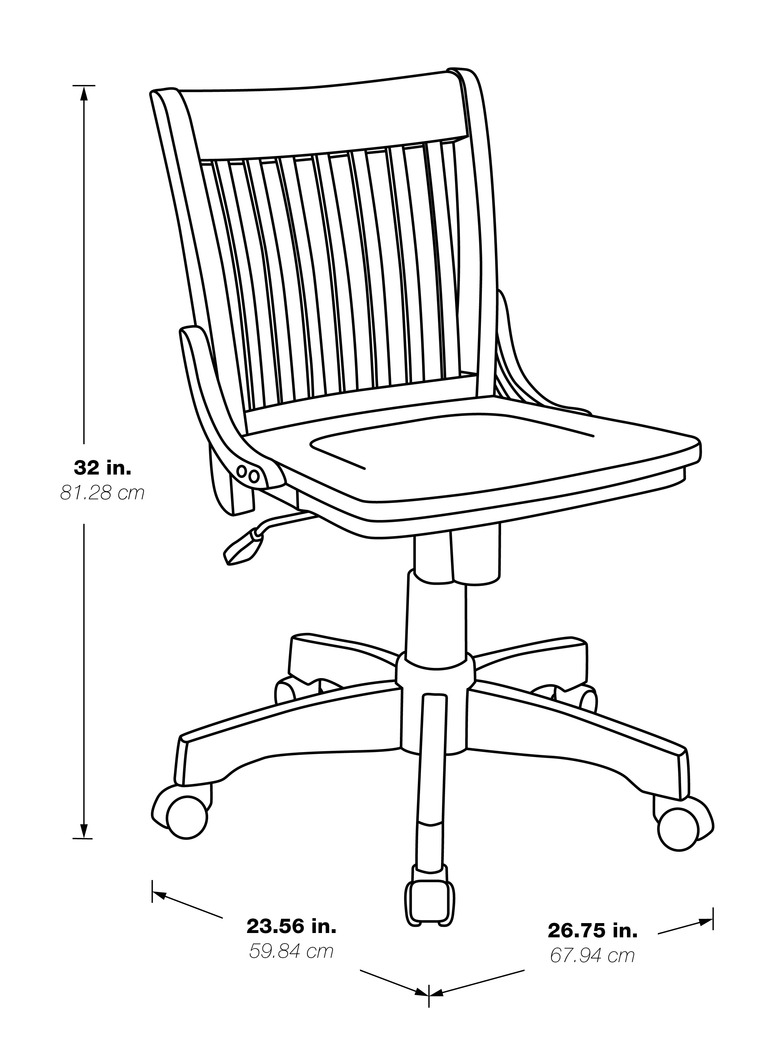 Deluxe Armless Wood Bankers Chair - Medium Oak Finish