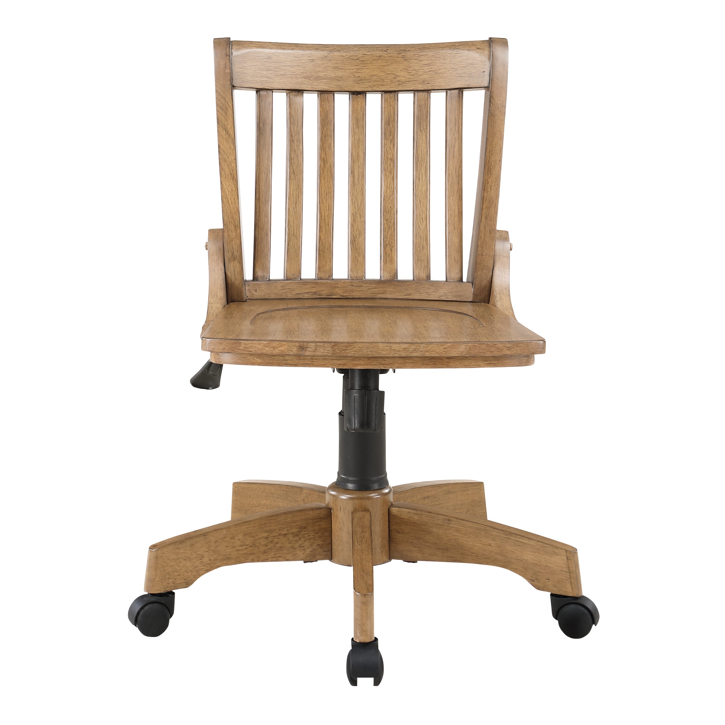 Deluxe Armless Wood Bankers Chair - Medium Oak Finish