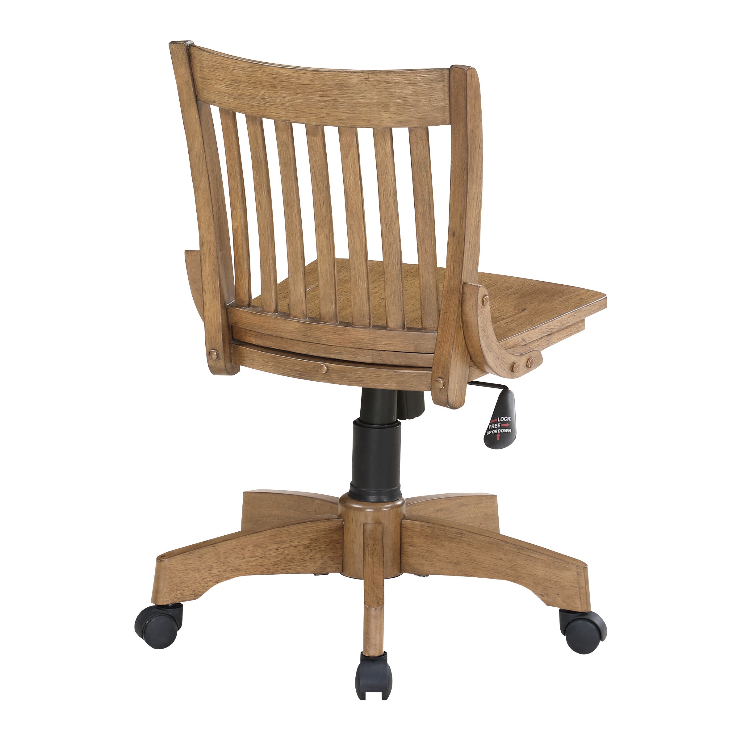 Deluxe Armless Wood Bankers Chair - Medium Oak Finish