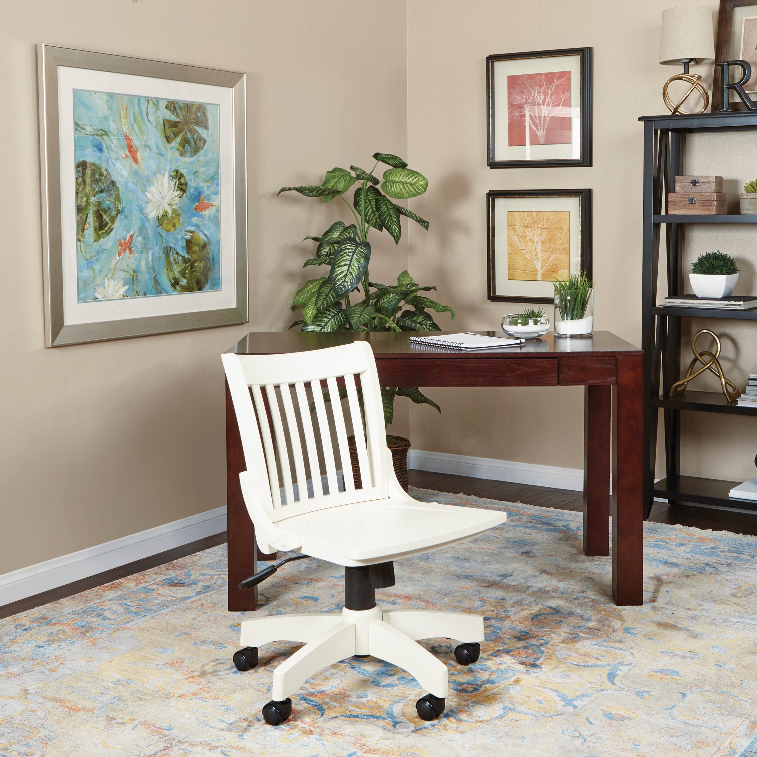 Deluxe Armless Wood Bankers Chair - White Finish