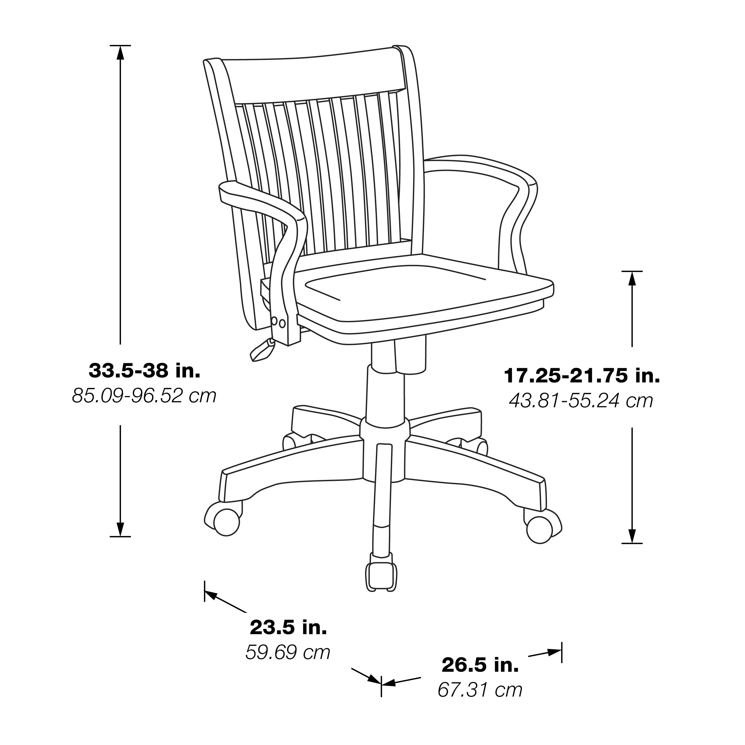 Deluxe Wood Banker's Chair - Espresso Finish