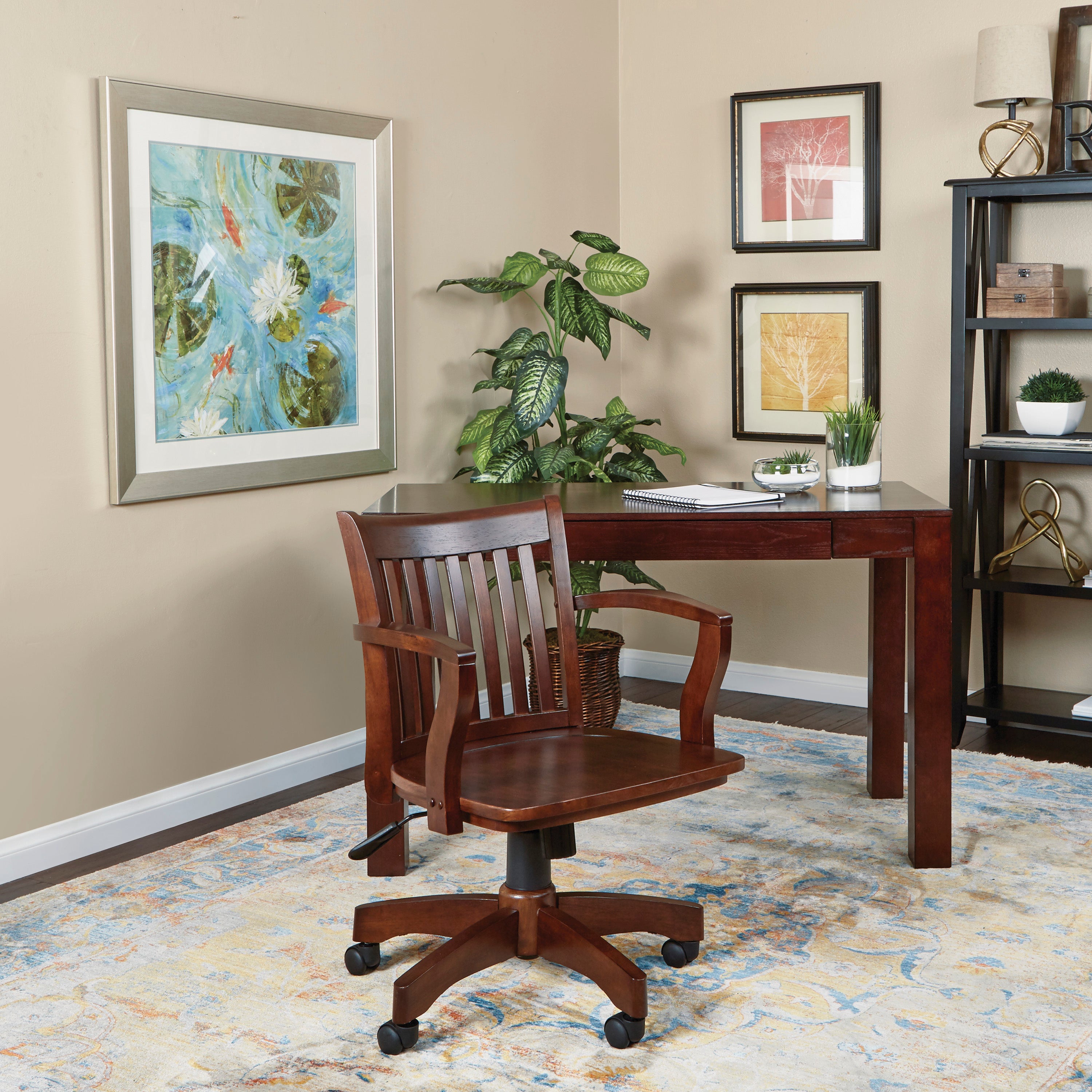 Deluxe Wood Banker's Chair - Espresso Finish