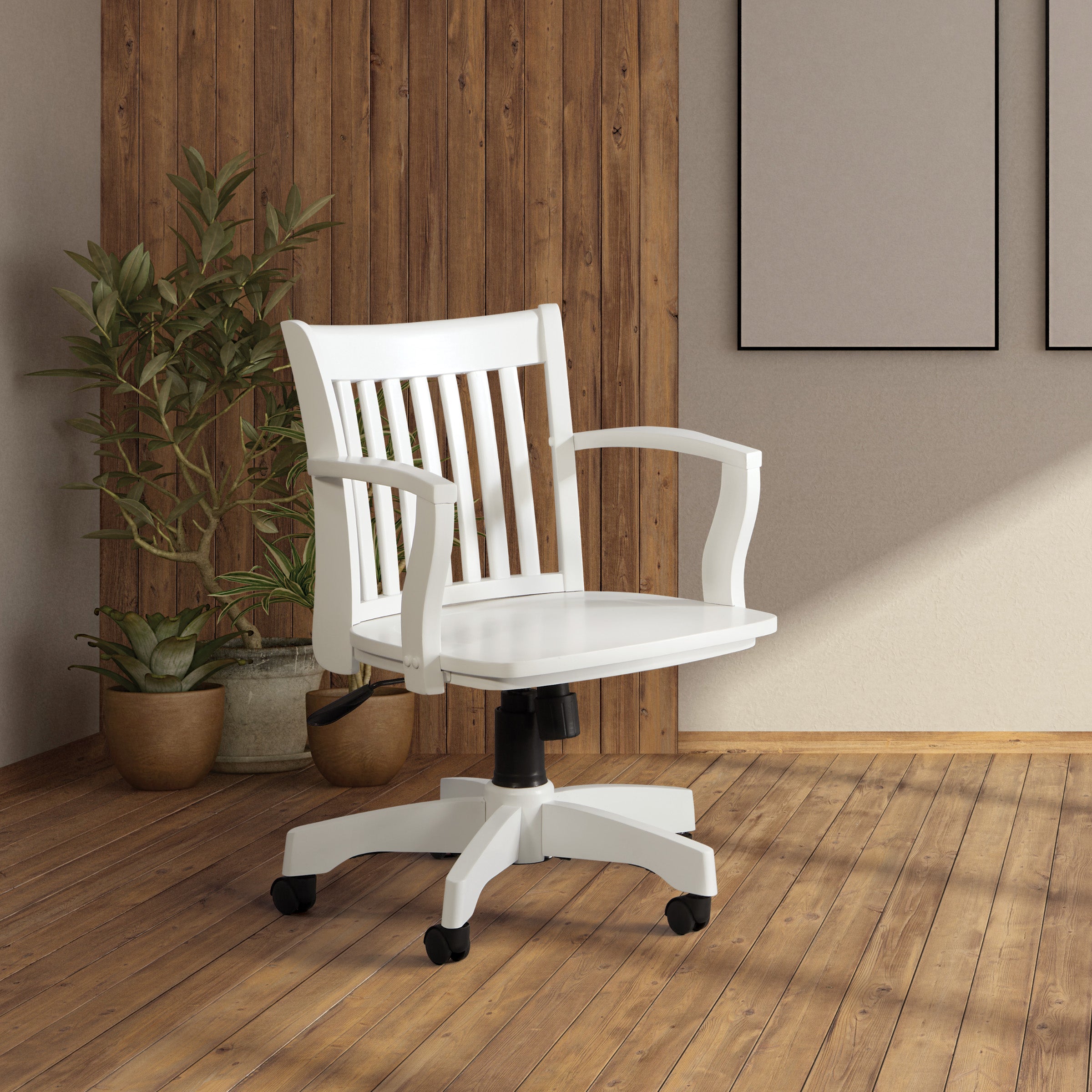 Deluxe Wood Banker's Chair - White Finish