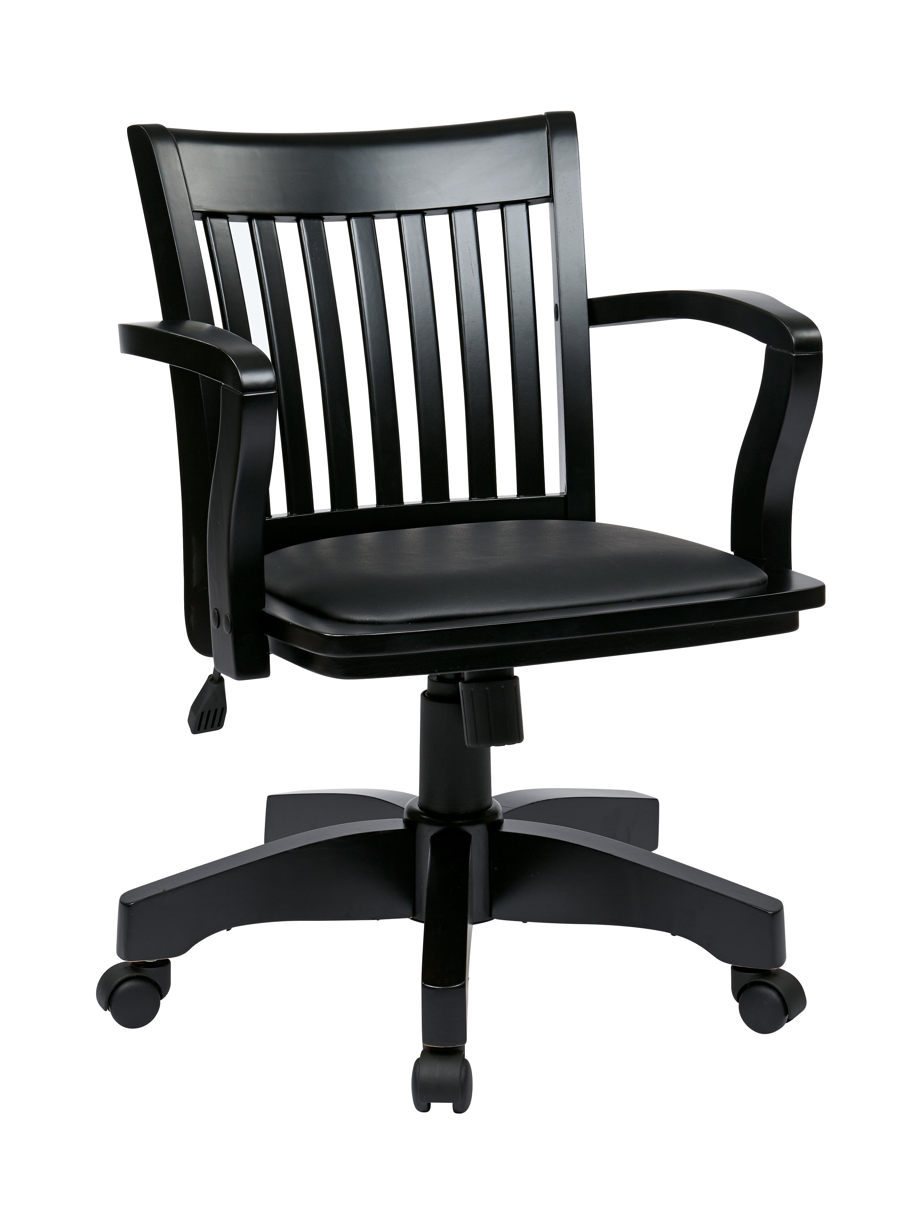 Deluxe Wood Banker's Chair - Black Finish