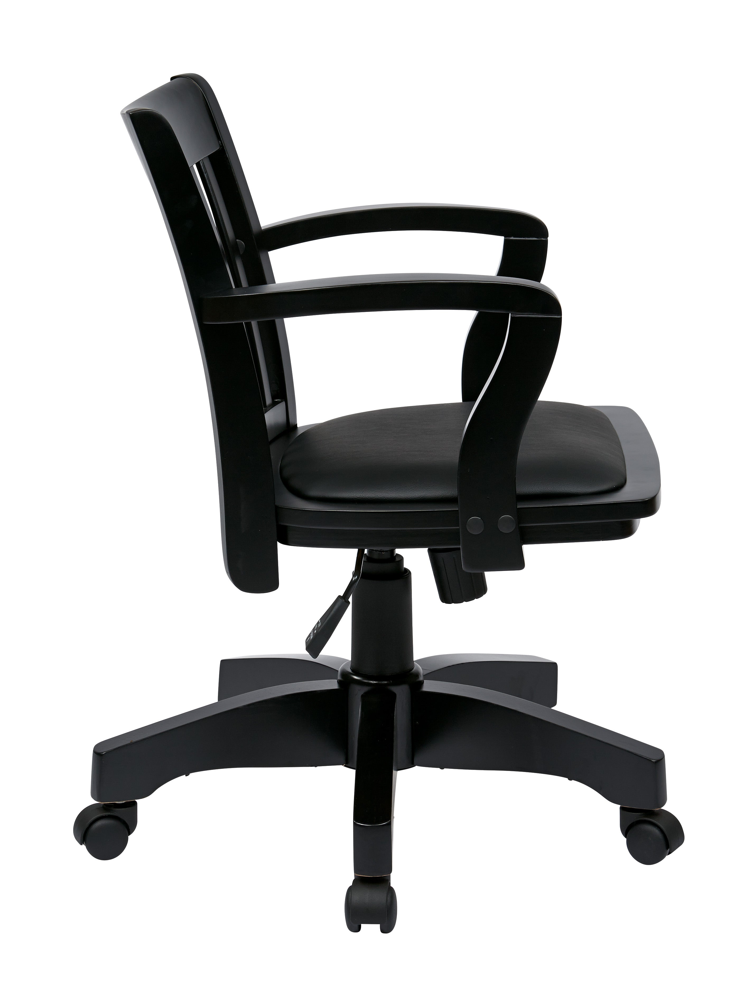 Deluxe Wood Banker's Chair - Black Finish