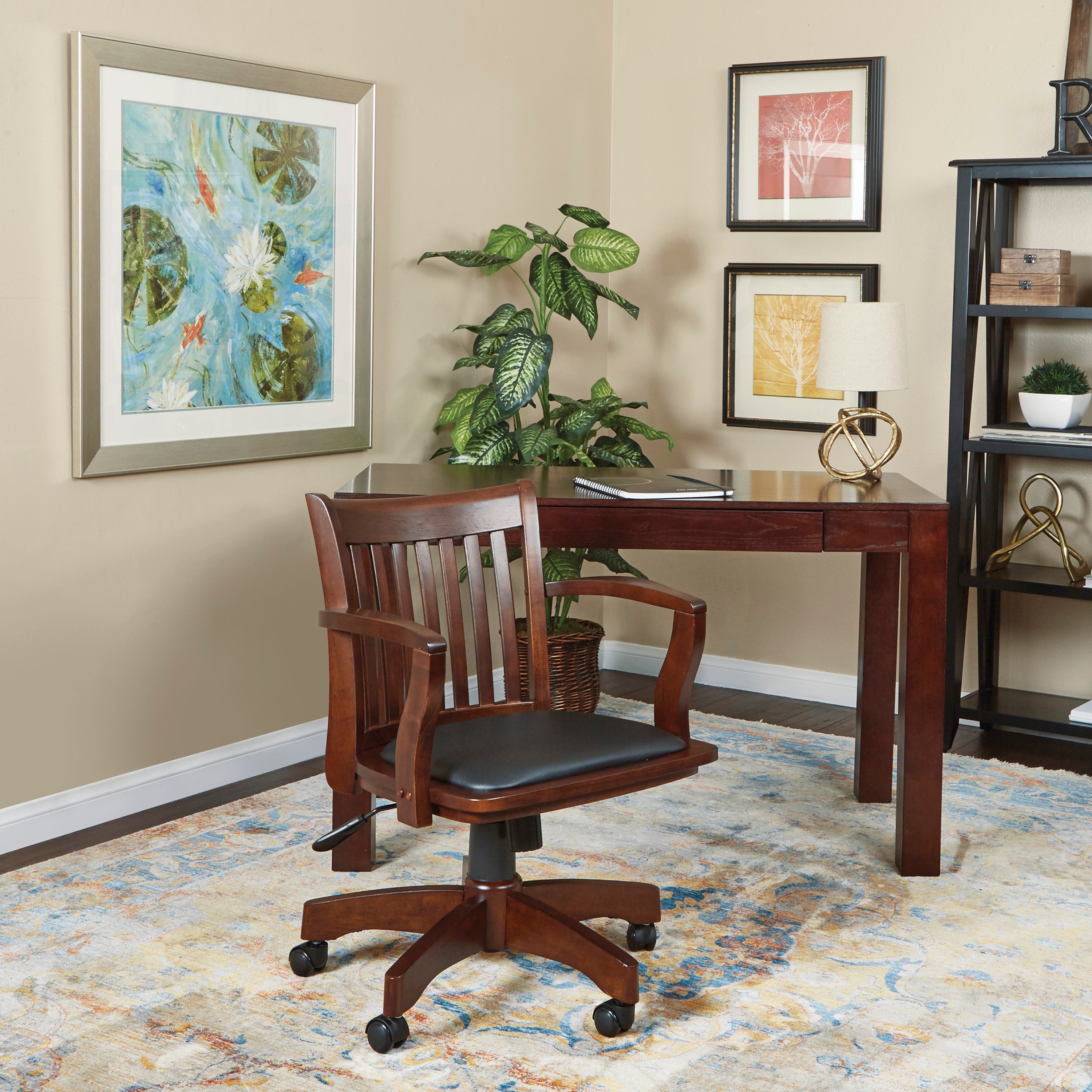 Deluxe Wood Banker's Chair - Espresso Finish