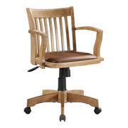 Deluxe Wood Banker's Chair - Medium Oak Brown Finish