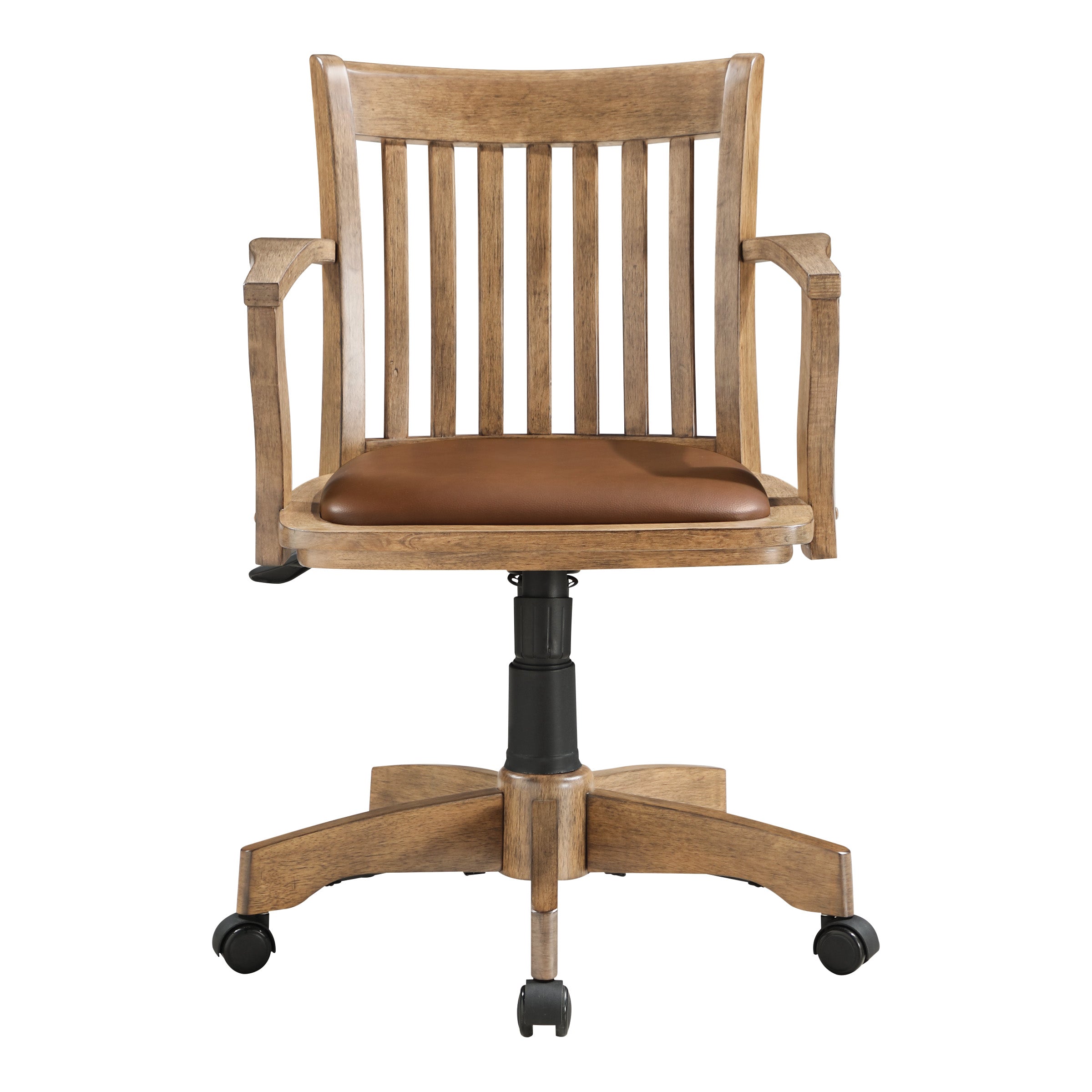 Deluxe Wood Banker's Chair - Medium Oak Brown Finish