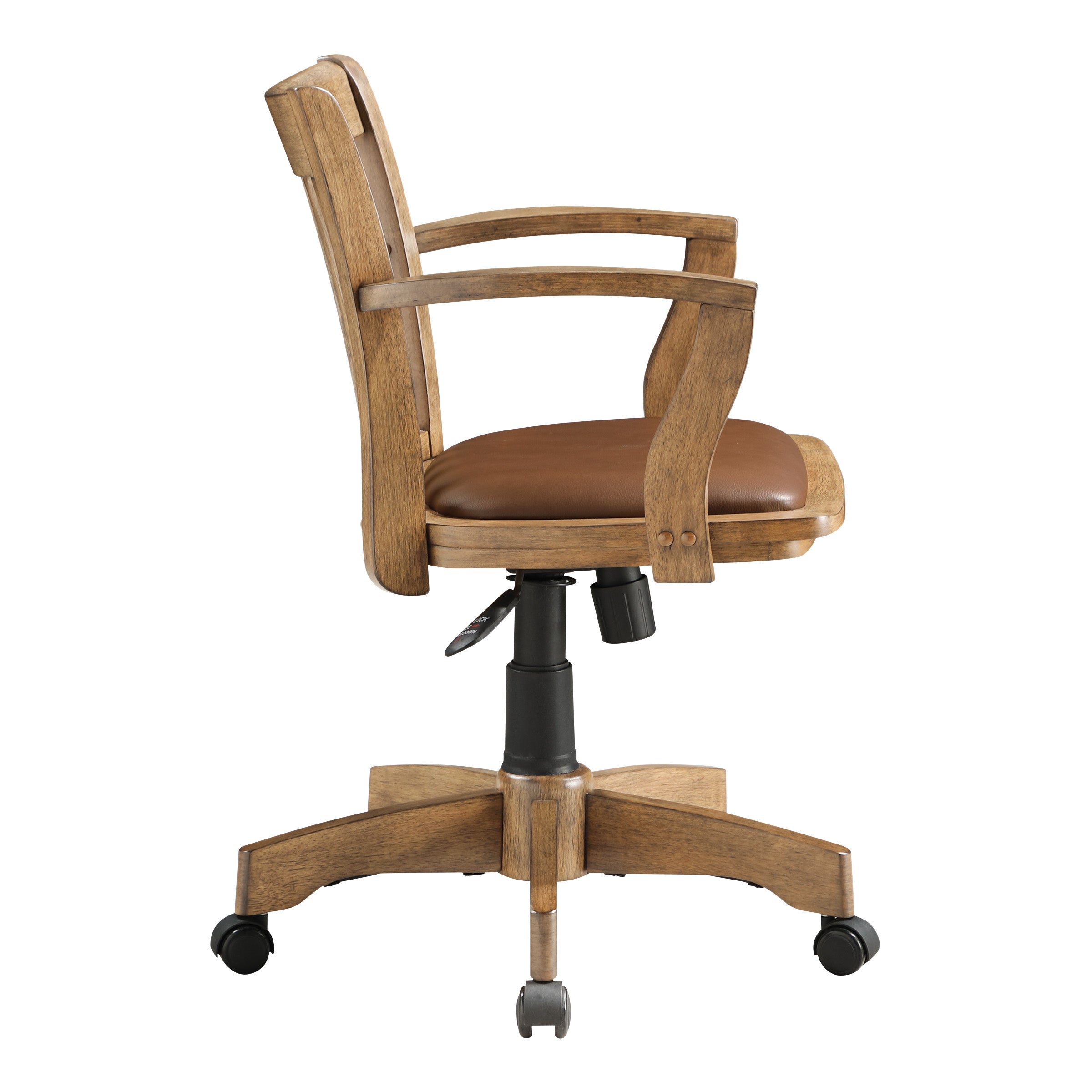 Deluxe Wood Banker's Chair - Medium Oak Brown Finish