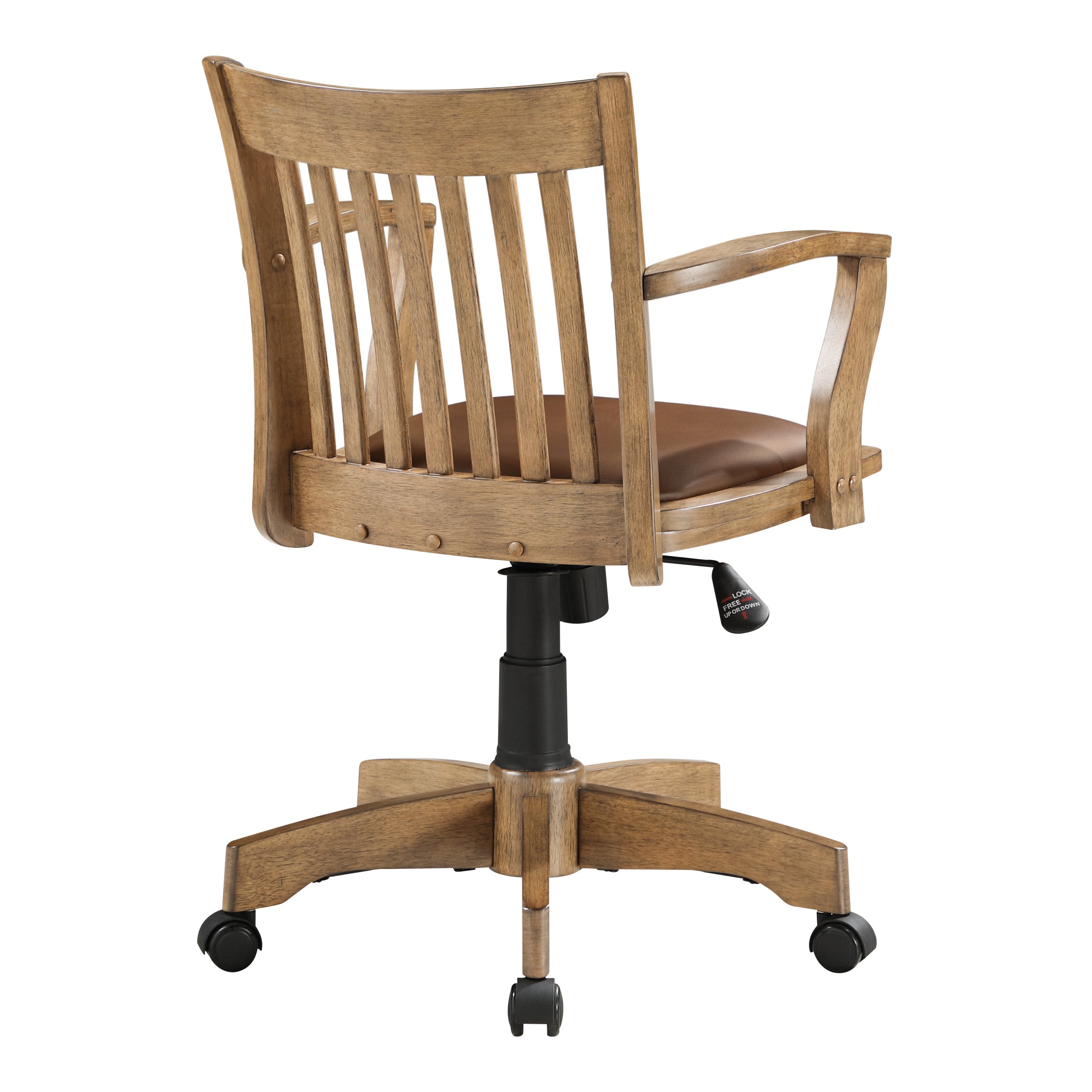 Deluxe Wood Banker's Chair - Medium Oak Brown Finish