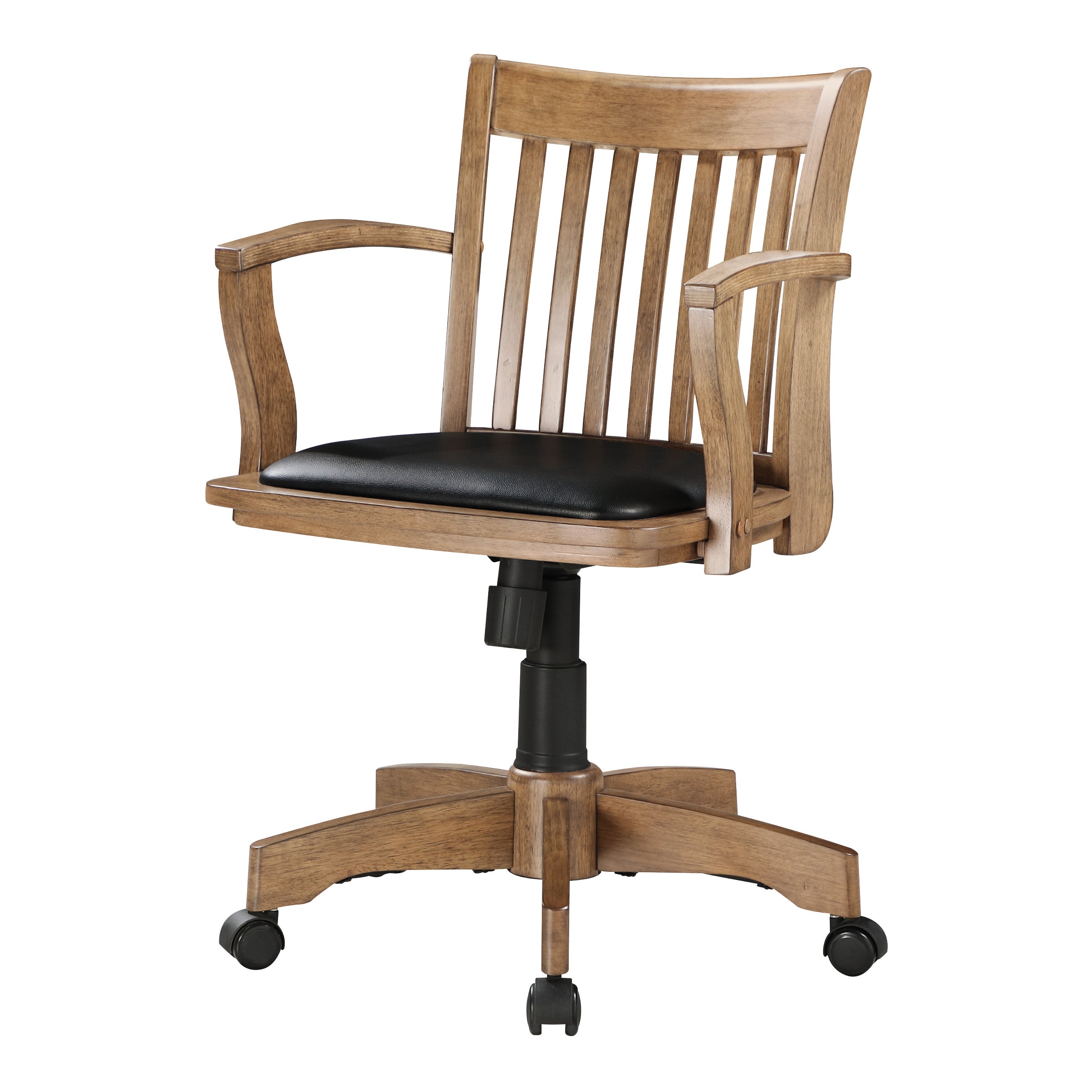 Deluxe Wood Banker's Chair - Medium Oak Black
