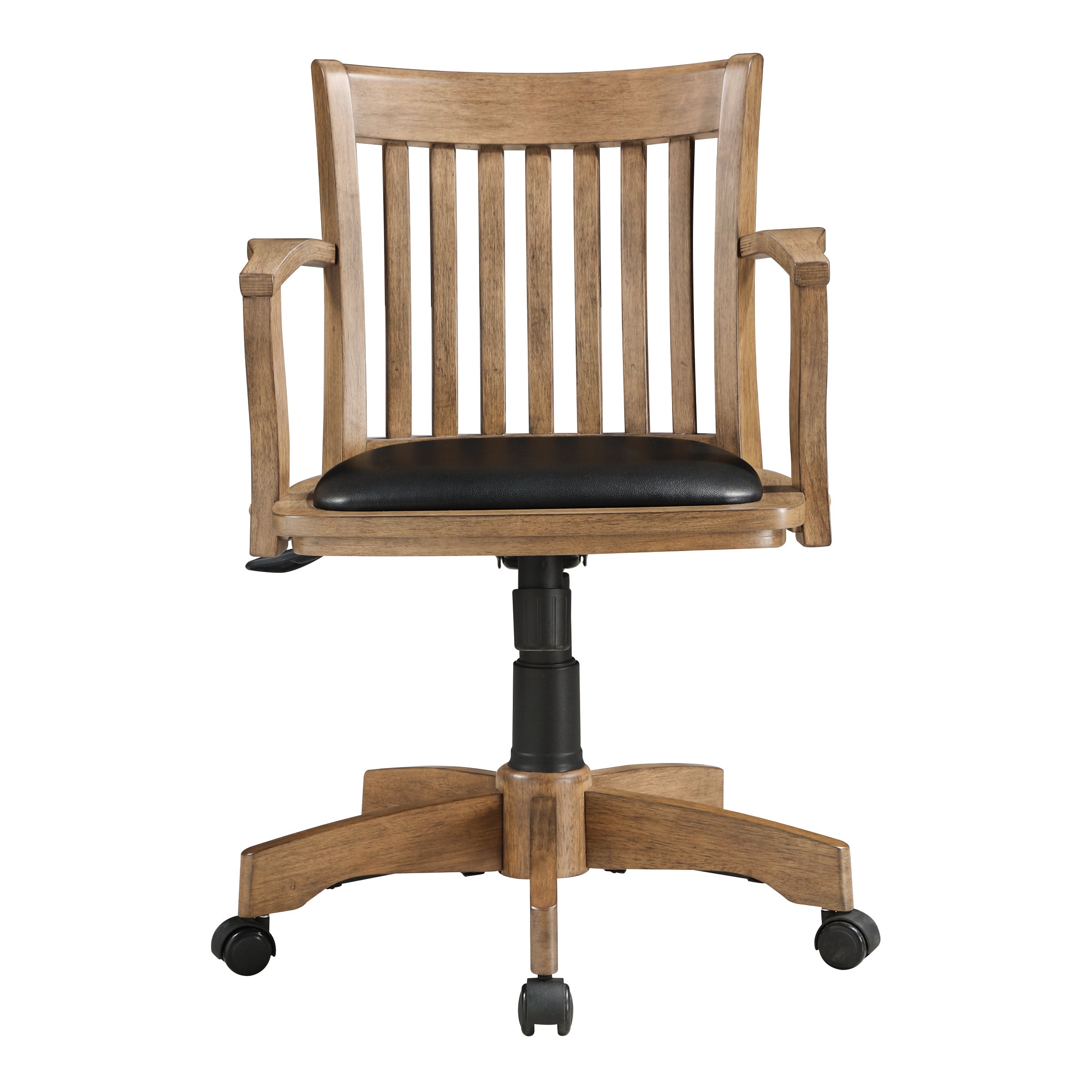 Deluxe Wood Banker's Chair - Medium Oak Black