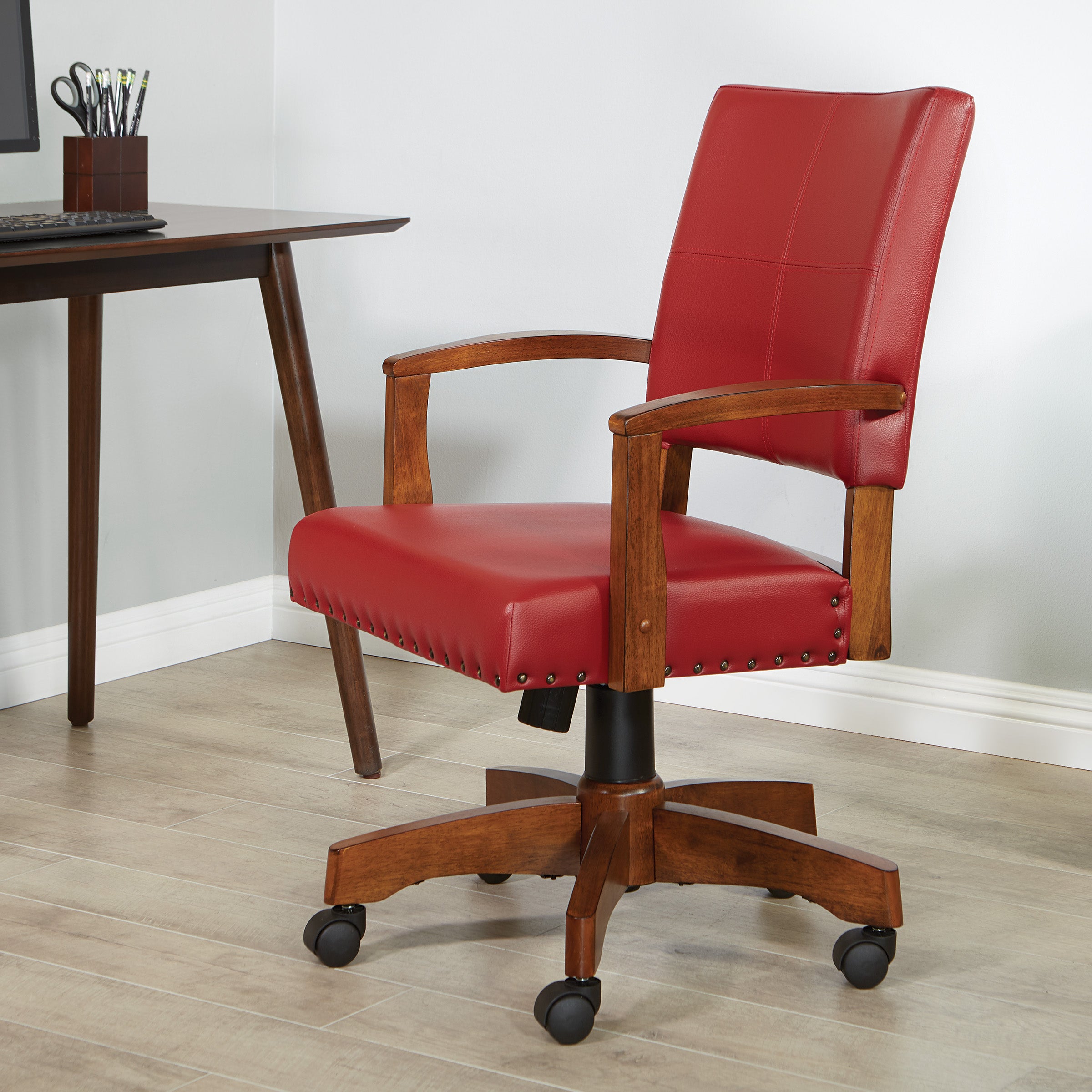 Deluxe Wood Bankers Chair - Red
