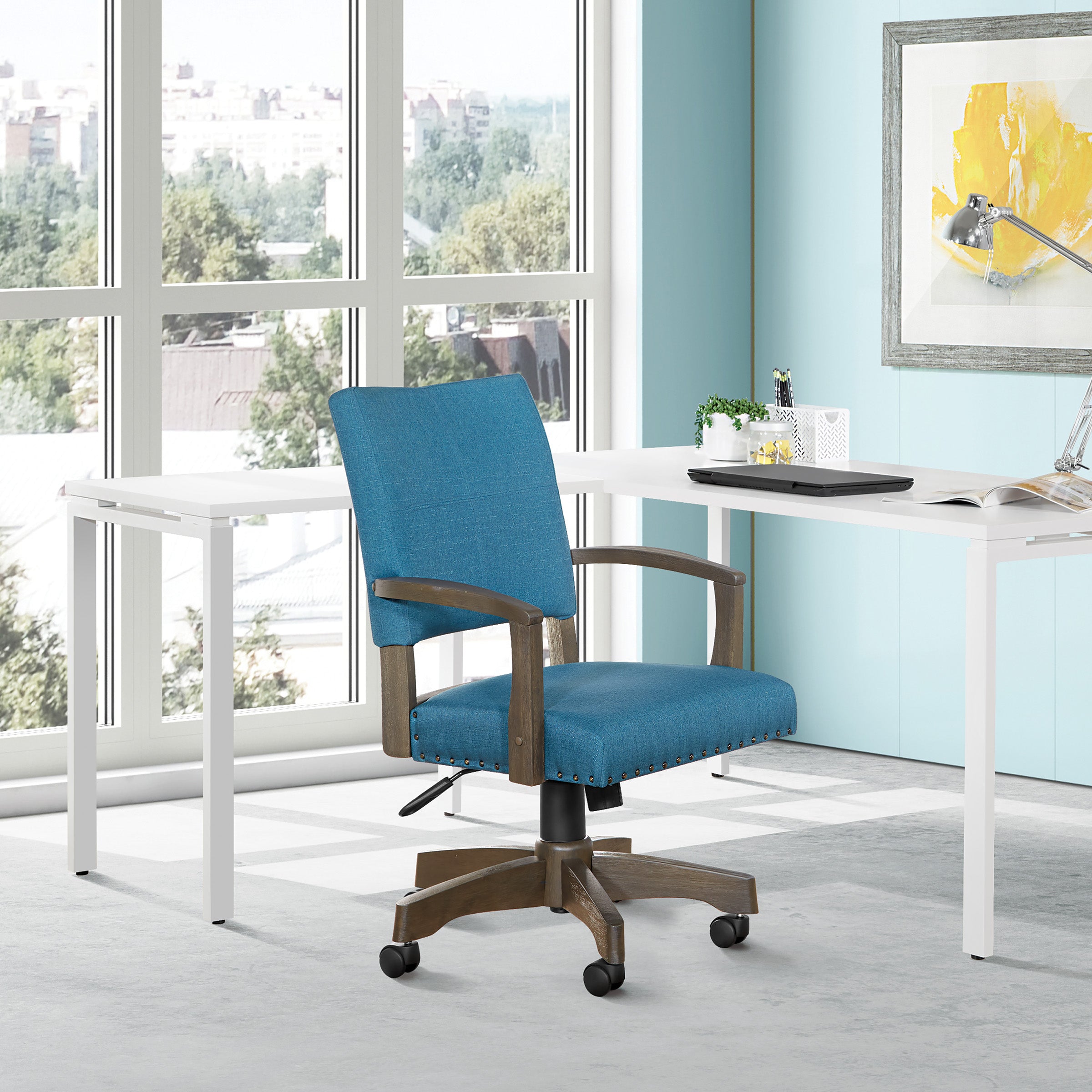 Santina Bankers Chair - Antique Grey / Blue