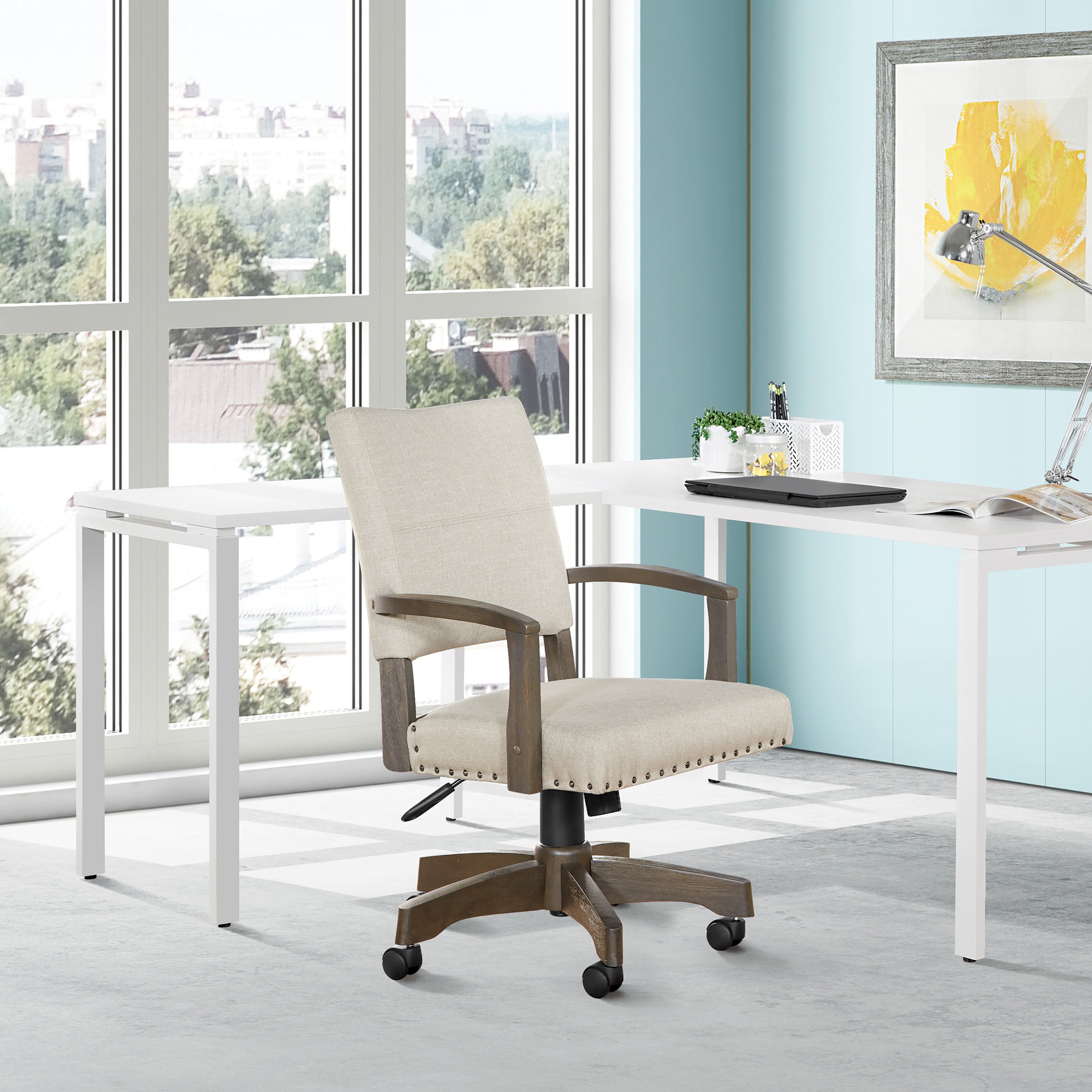 Santina Bankers Chair - Antique Grey / Ivory