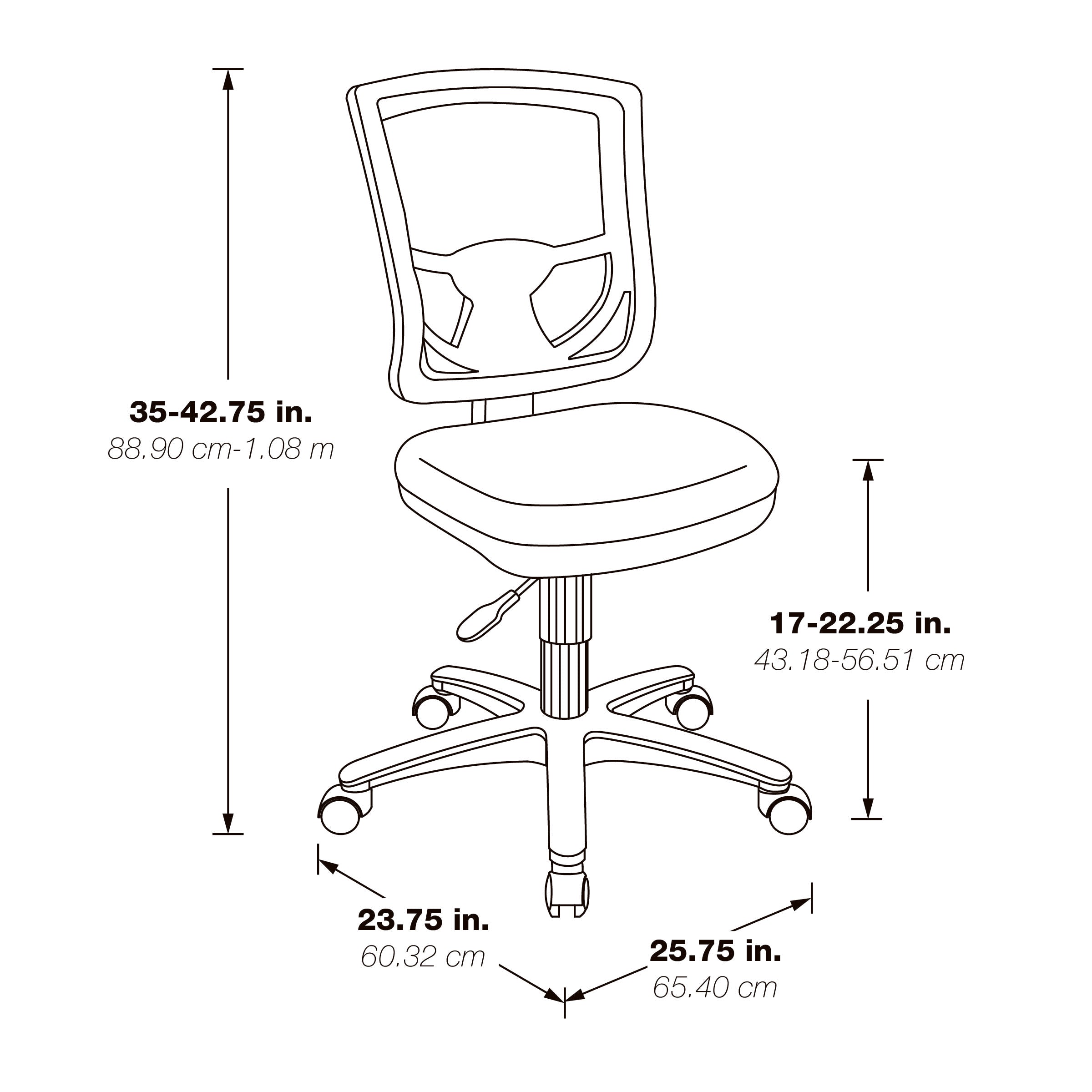 ProGrid® Mesh Bk Armless Task Chair - Custom A Grade Fabric