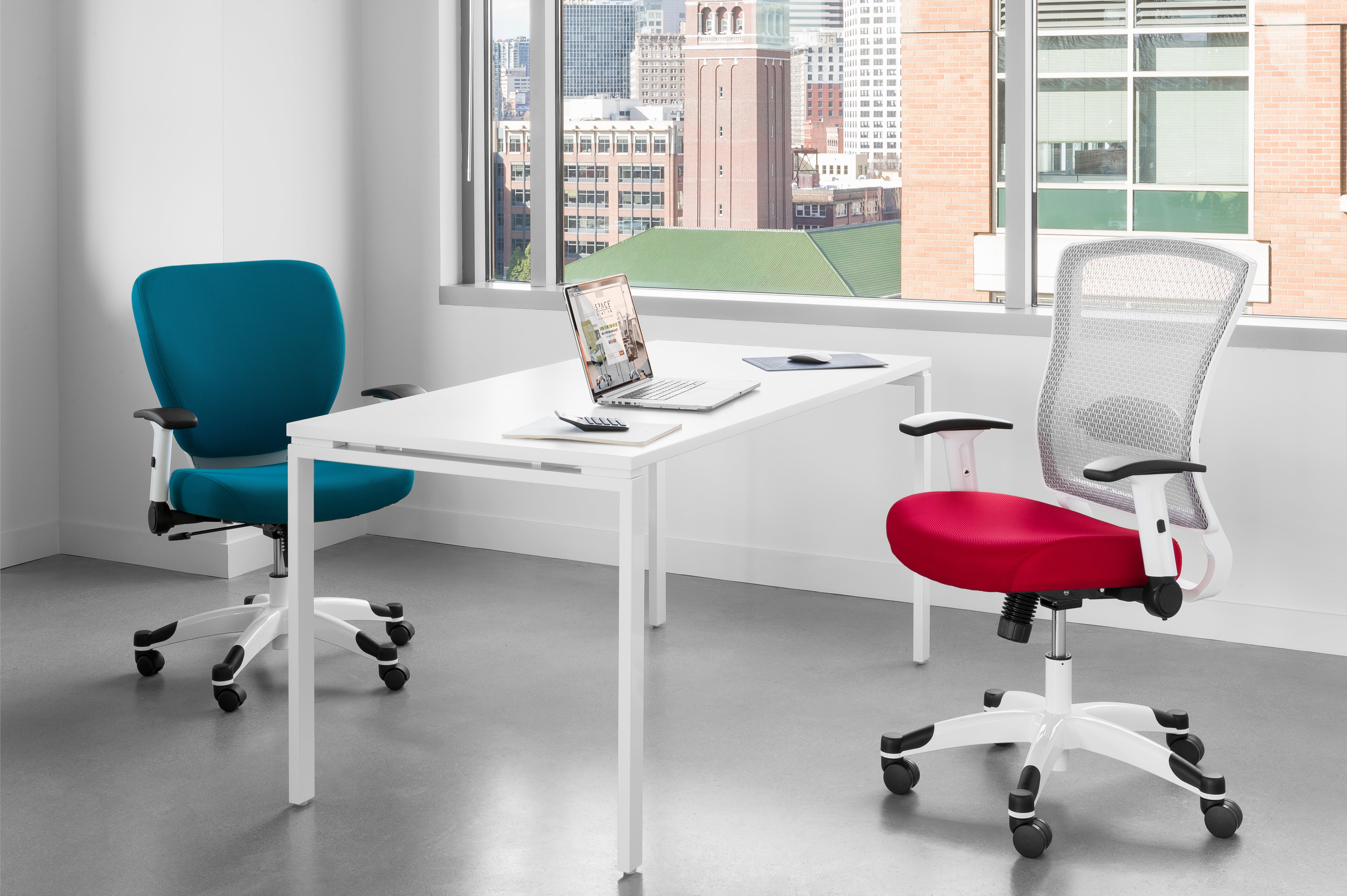 White Frame Managers Chair - Red