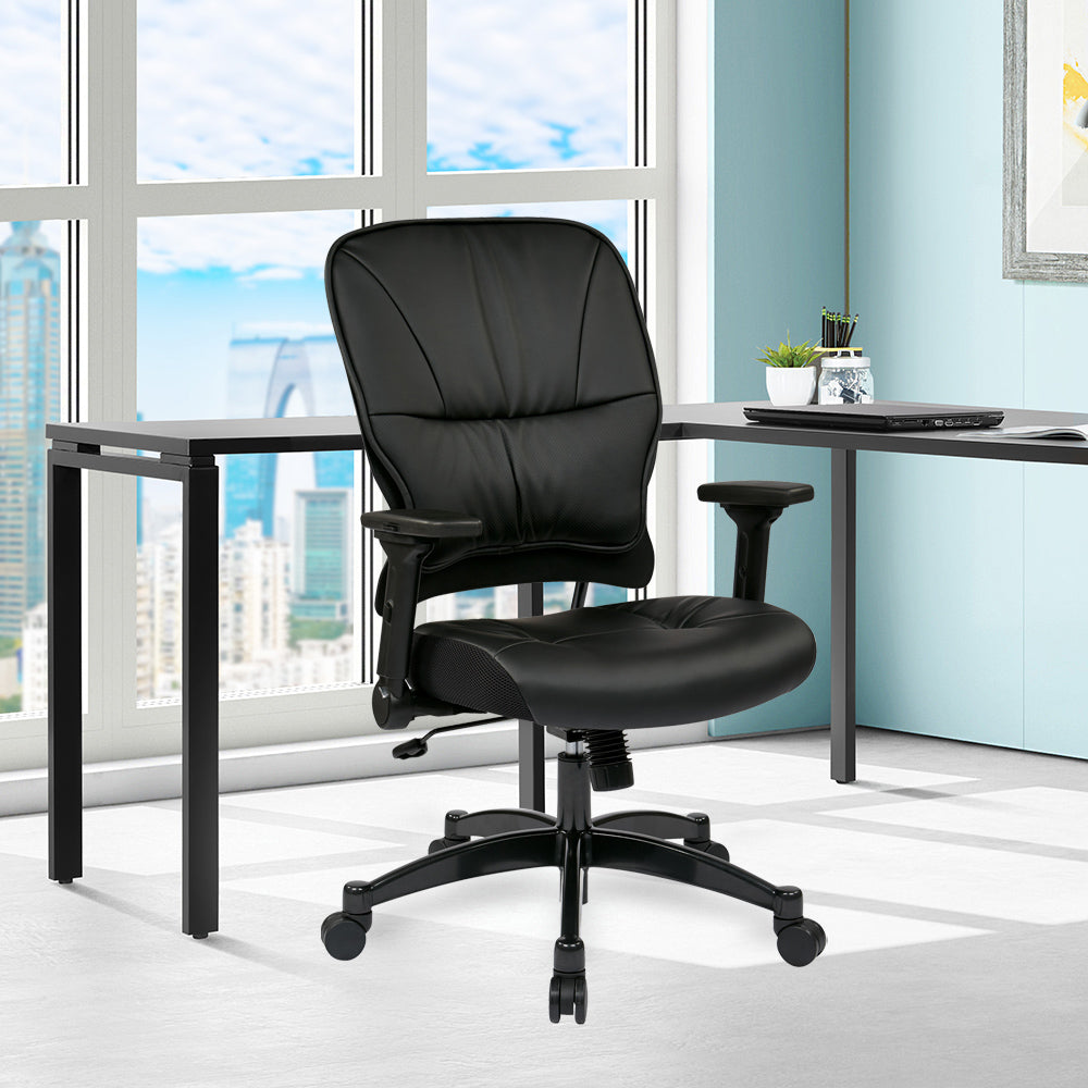 Bonded Leather Seat and Back Managers Chair - Black