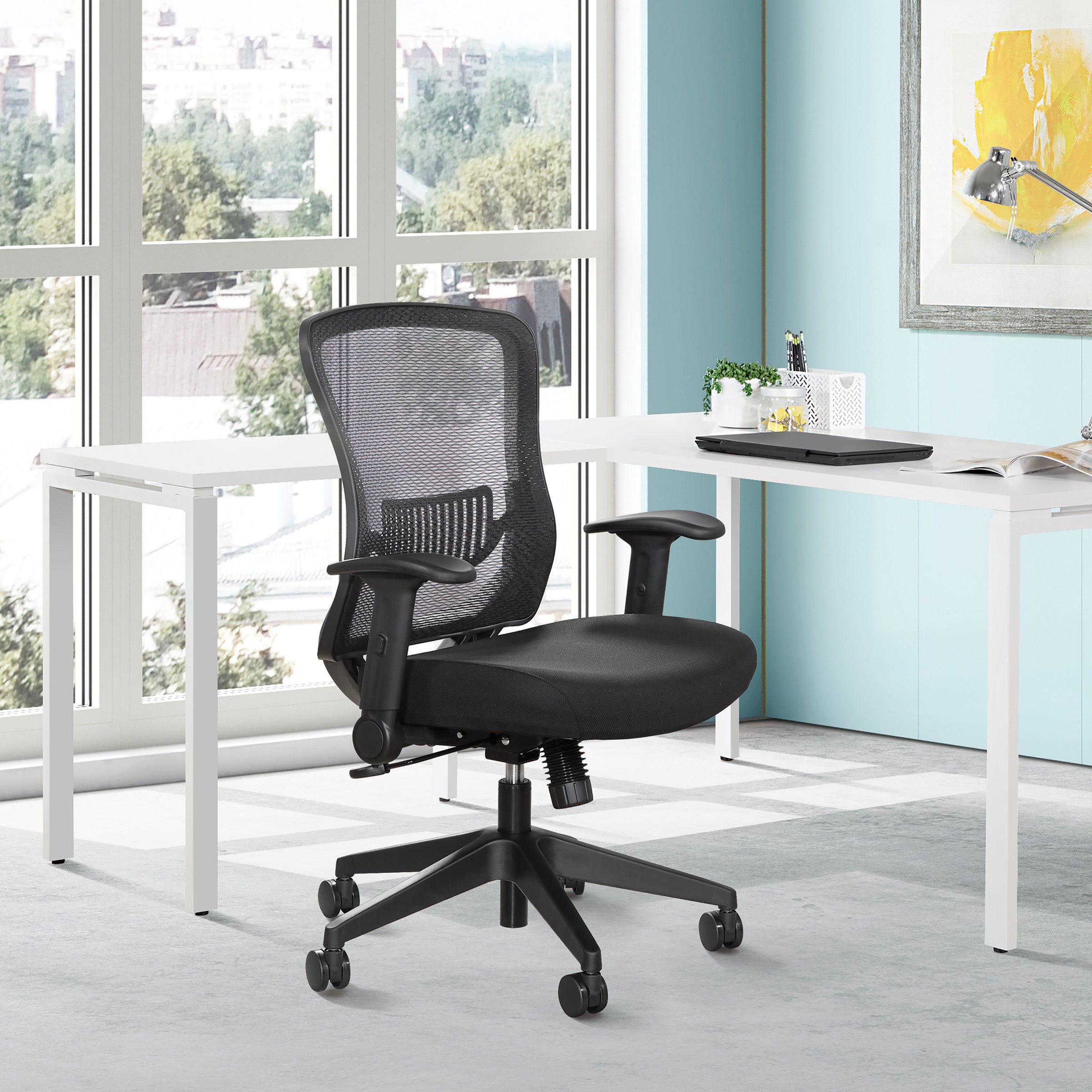 Dark Air Grid Back Managers Chair - Black