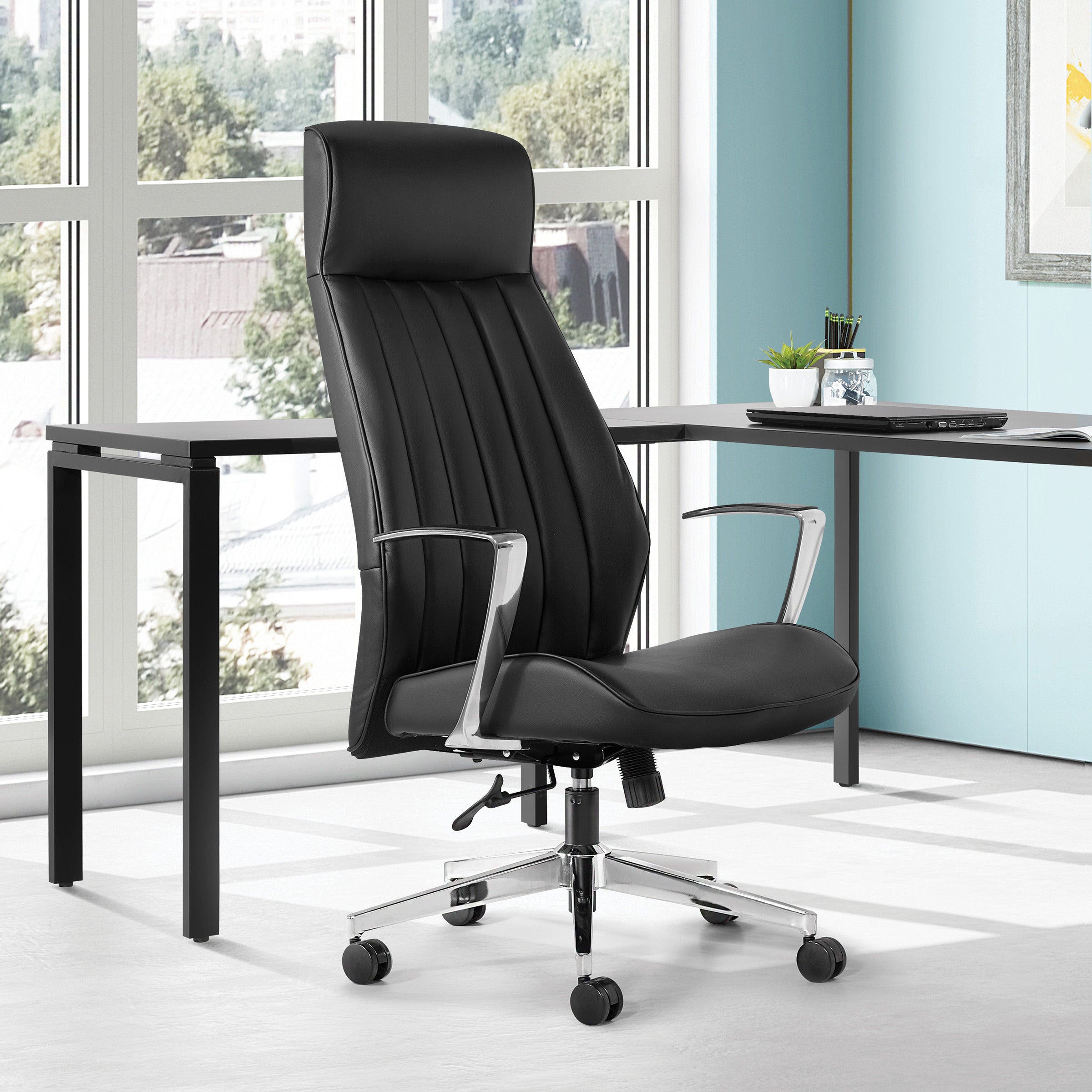 High Bk Silver Ion Technology Fabric Chair - Dillon Black