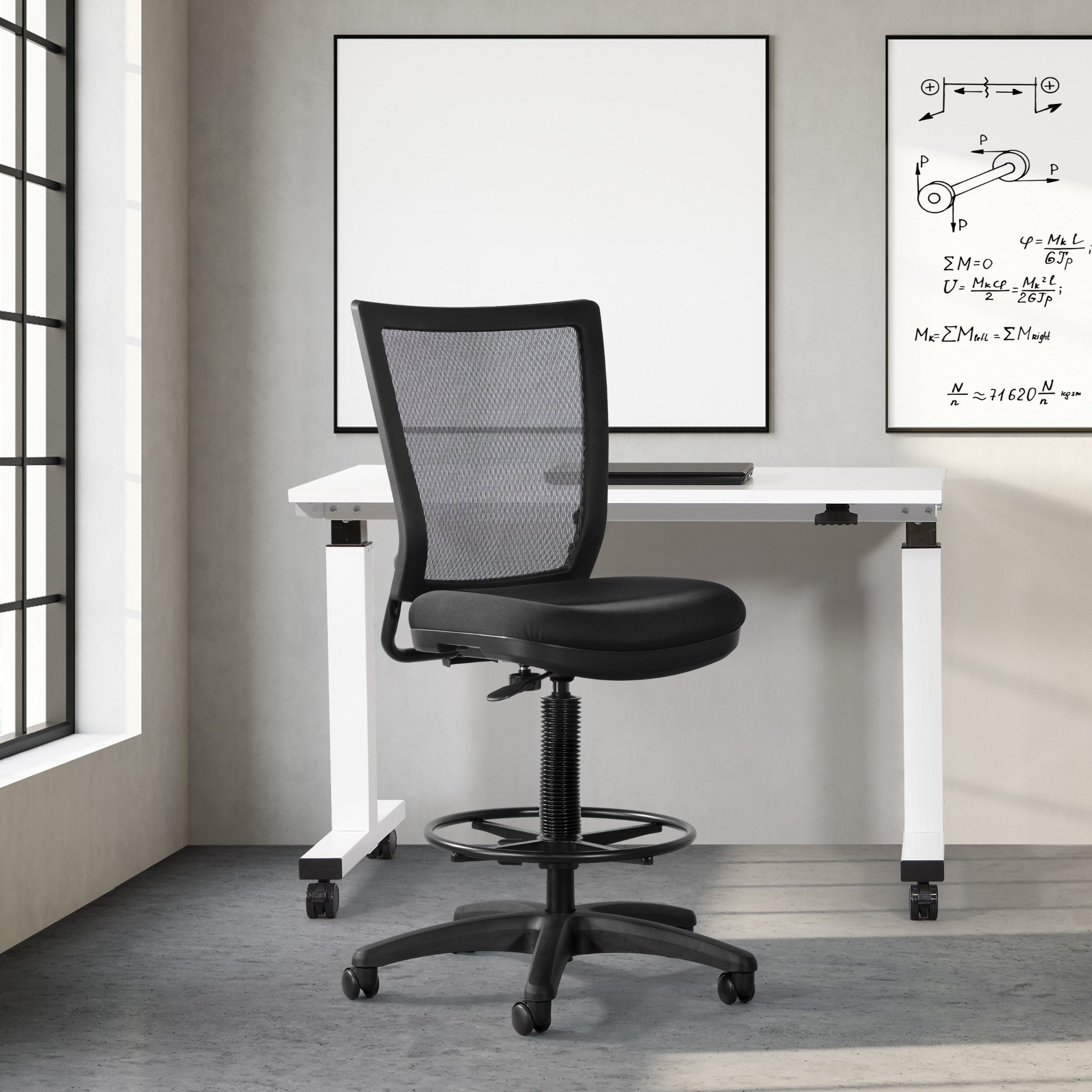 Soft Frame Drafting Chair - Coal