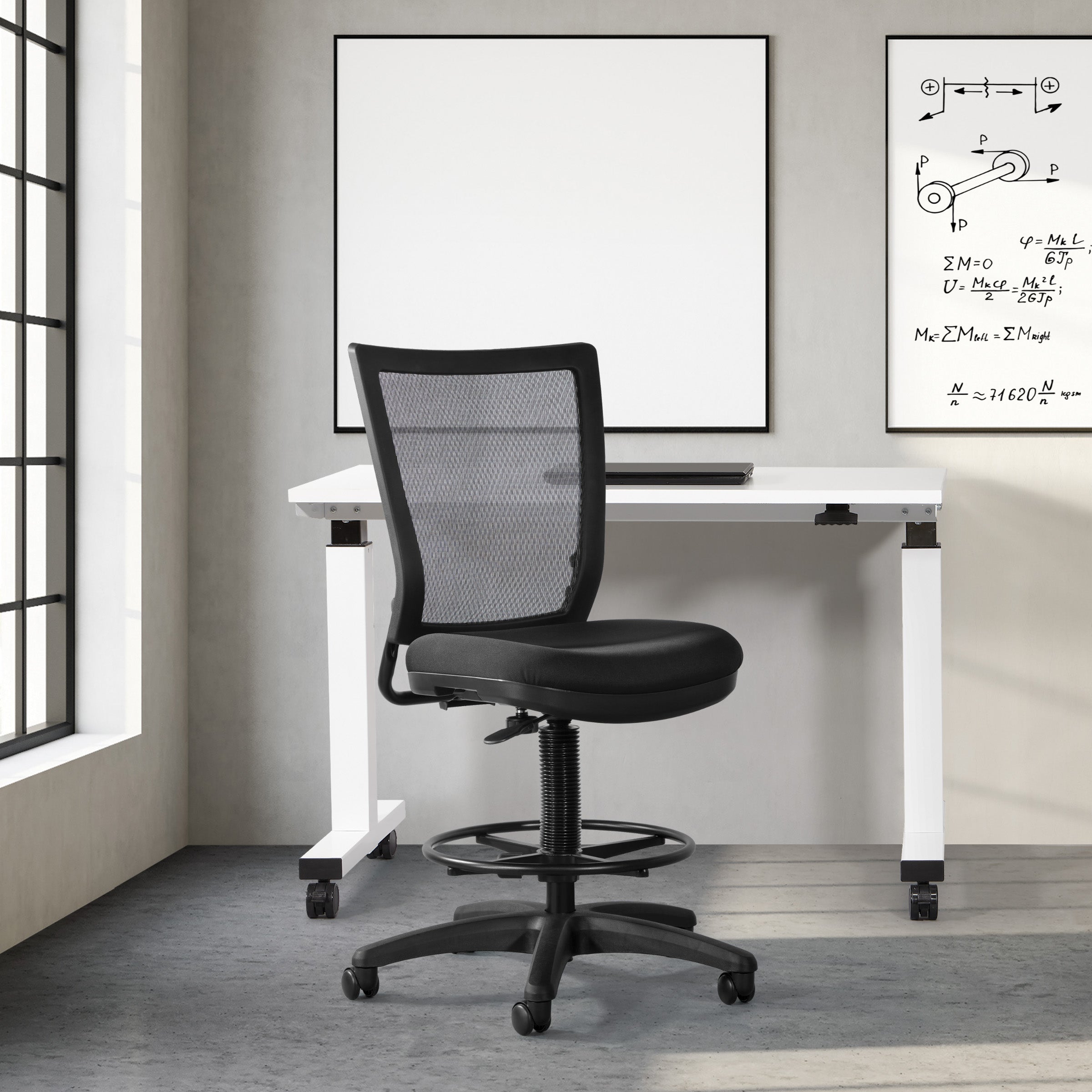 Soft Frame Drafting Chair - Coal