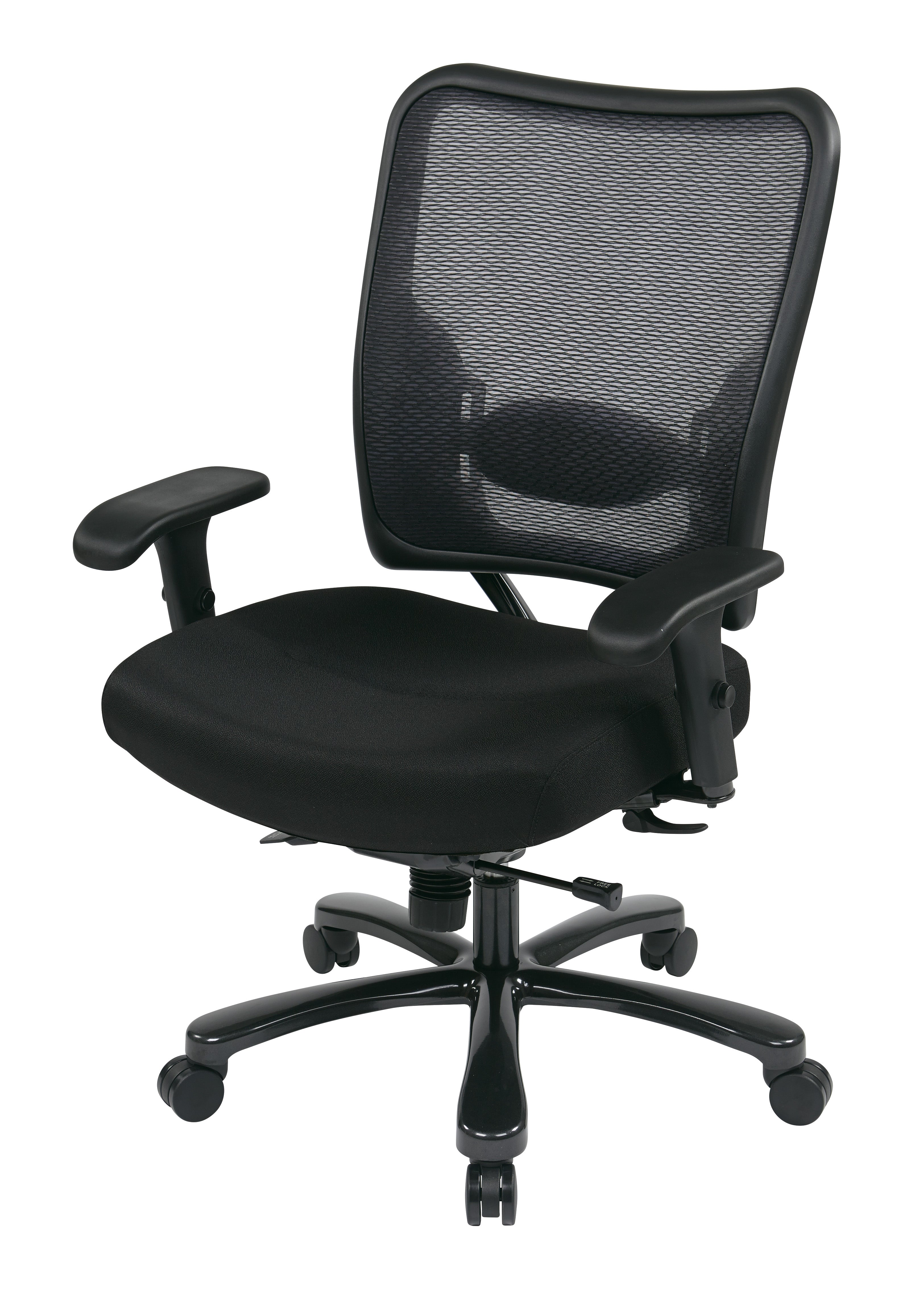 Big & Tall Double AirGrid® Back and Custom Fabric Seat Ergonomic Chair - Black/Black