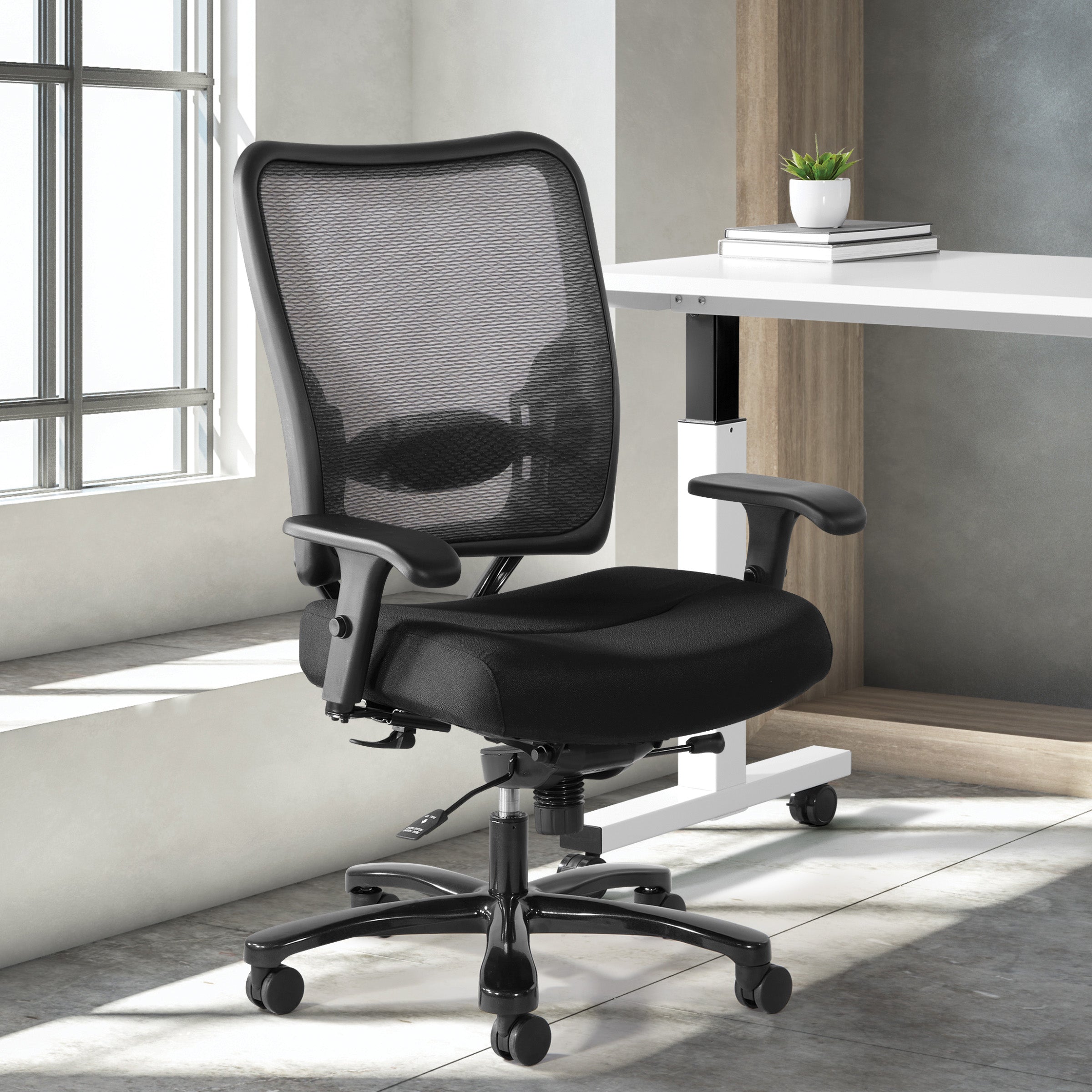 Big & Tall Double AirGrid® Back and Custom Fabric Seat Ergonomic Chair - Black/Black