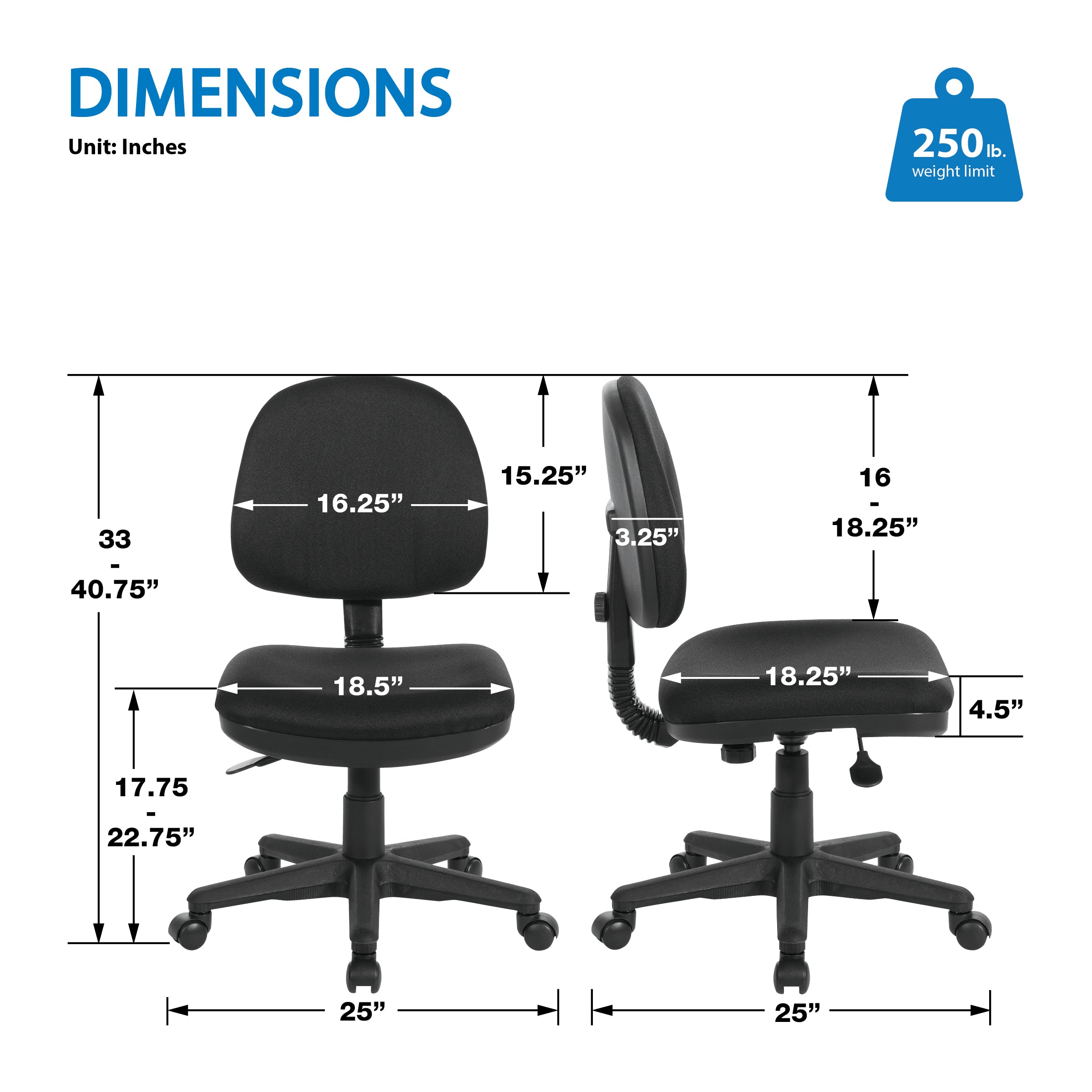 Sculptured Task Chair - Black