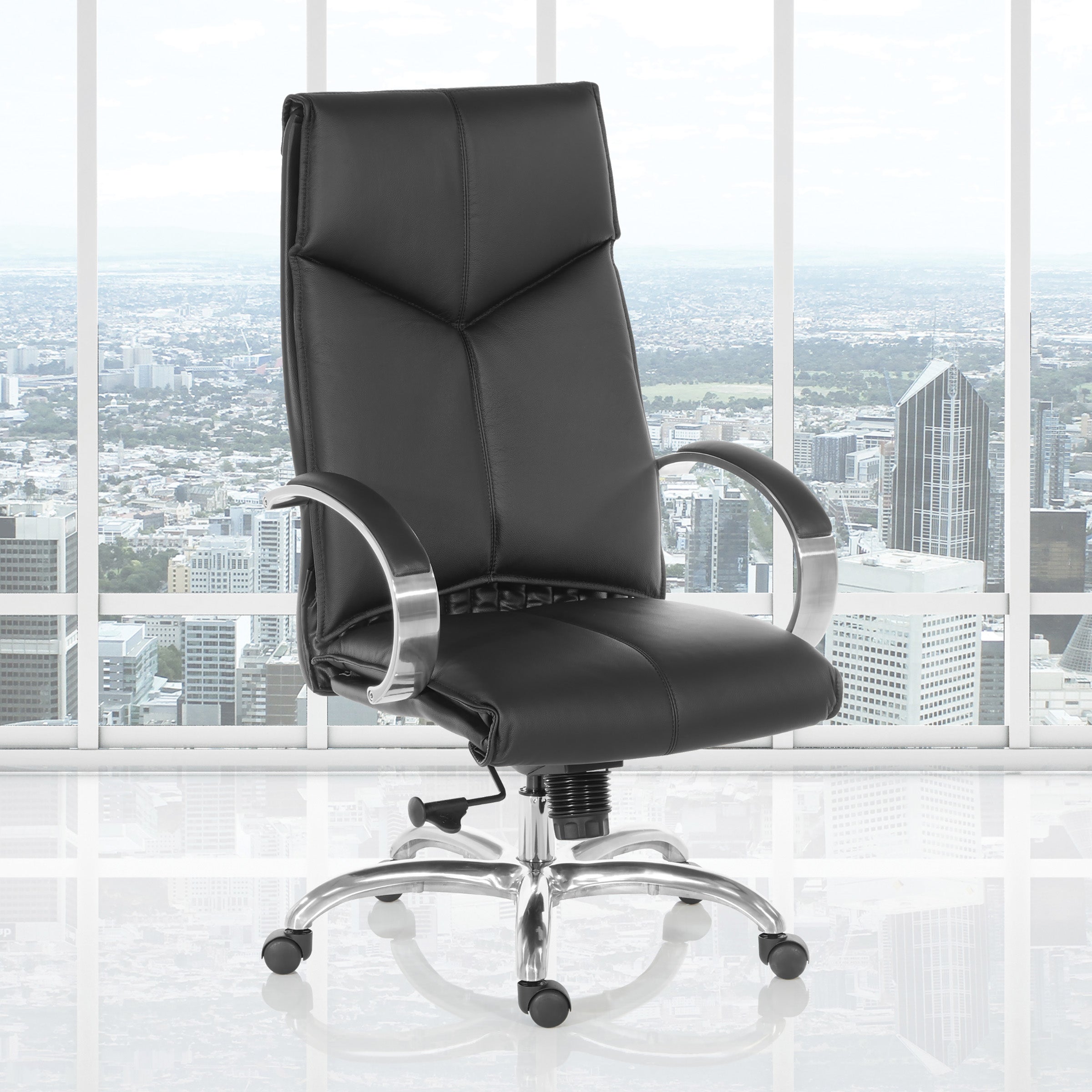 Deluxe High Back Black Lthr Chair - Black