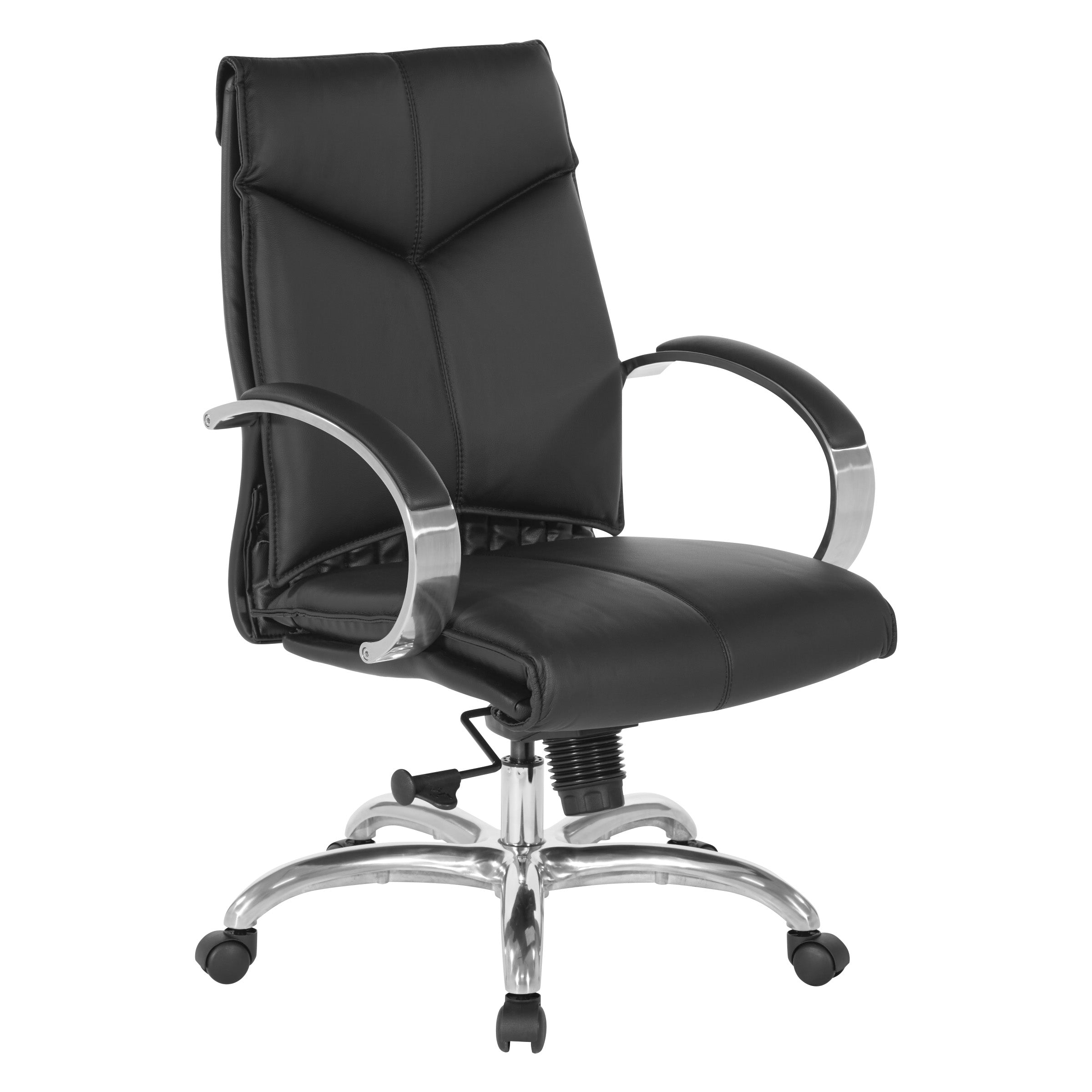 Deluxe Mid Back Black Lthr Chair - Black