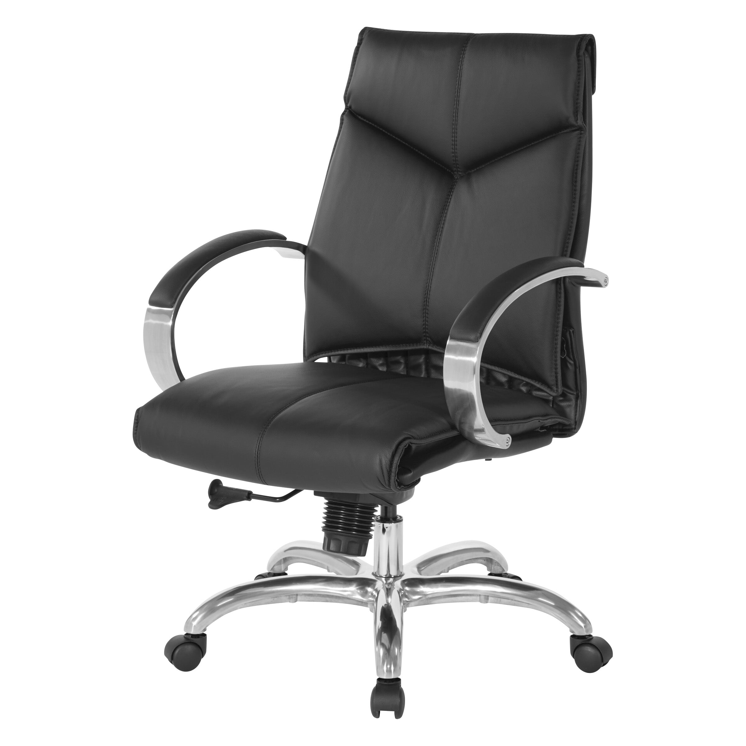 Deluxe Mid Back Black Lthr Chair - Black