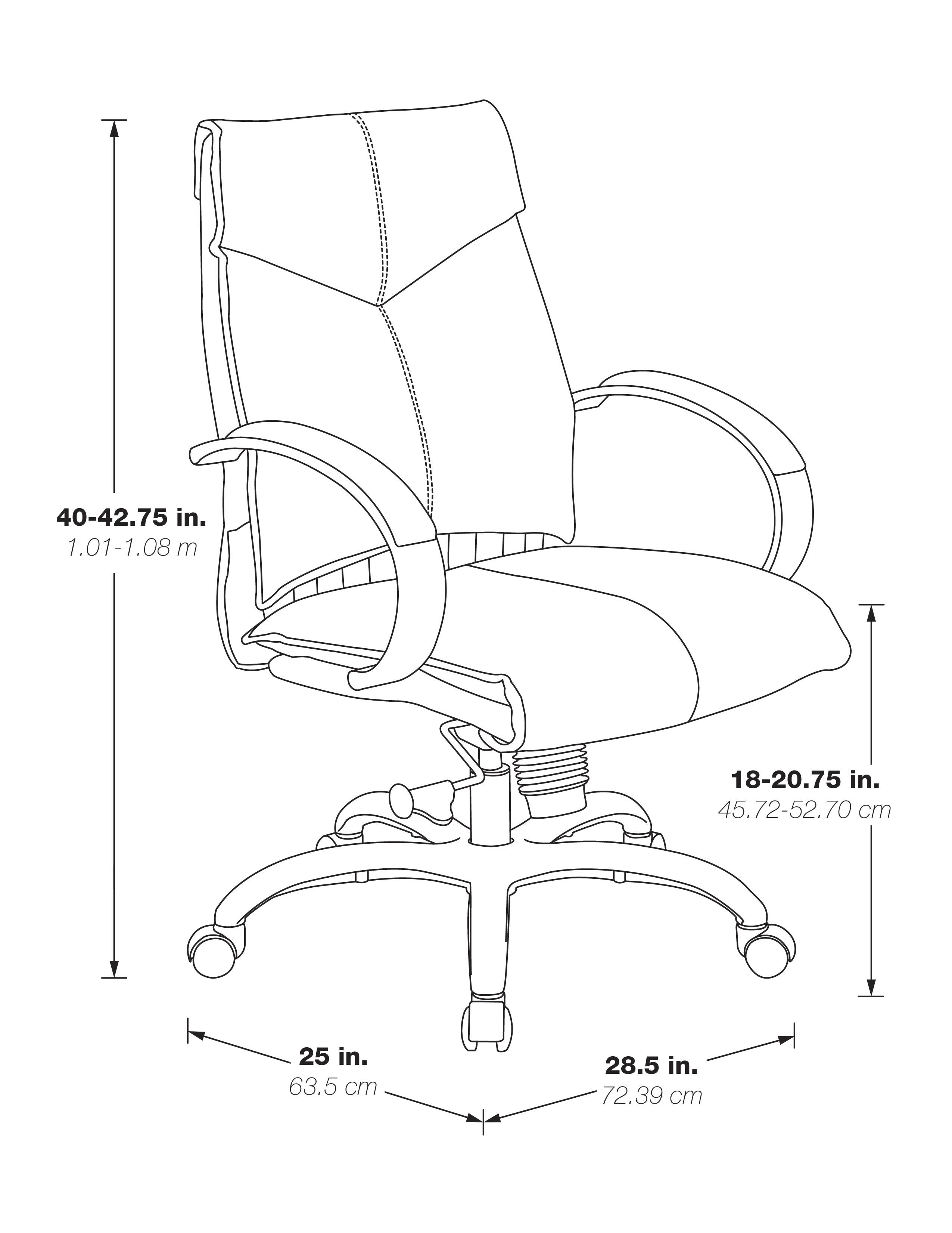 Deluxe Mid Back Black Lthr Chair - Black