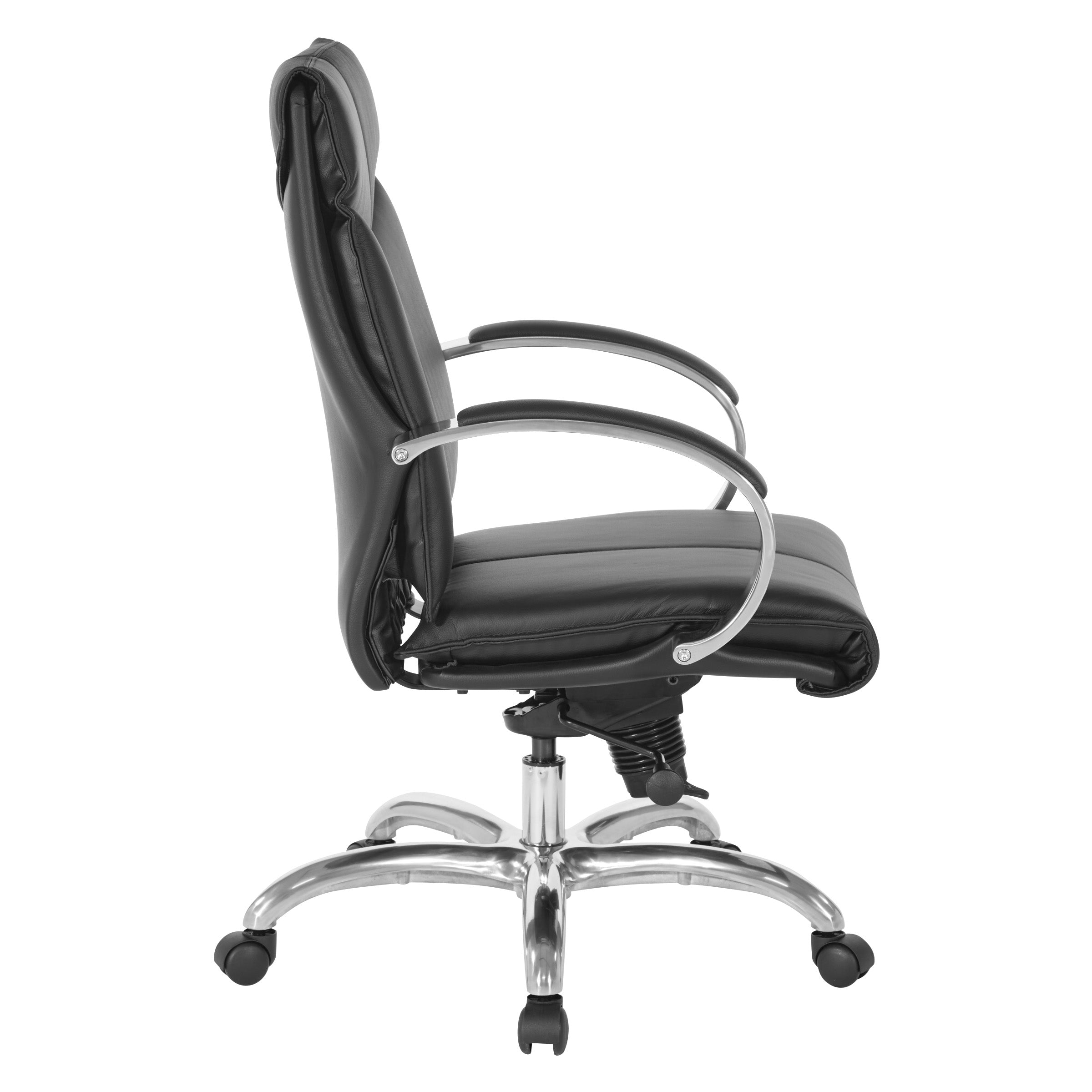 Deluxe Mid Back Black Lthr Chair - Black