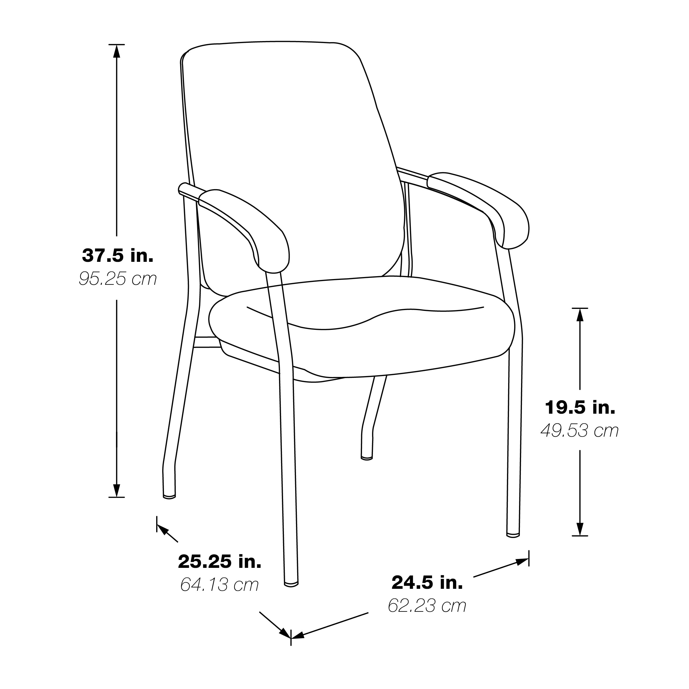Padded Visitor's Chair - Black
