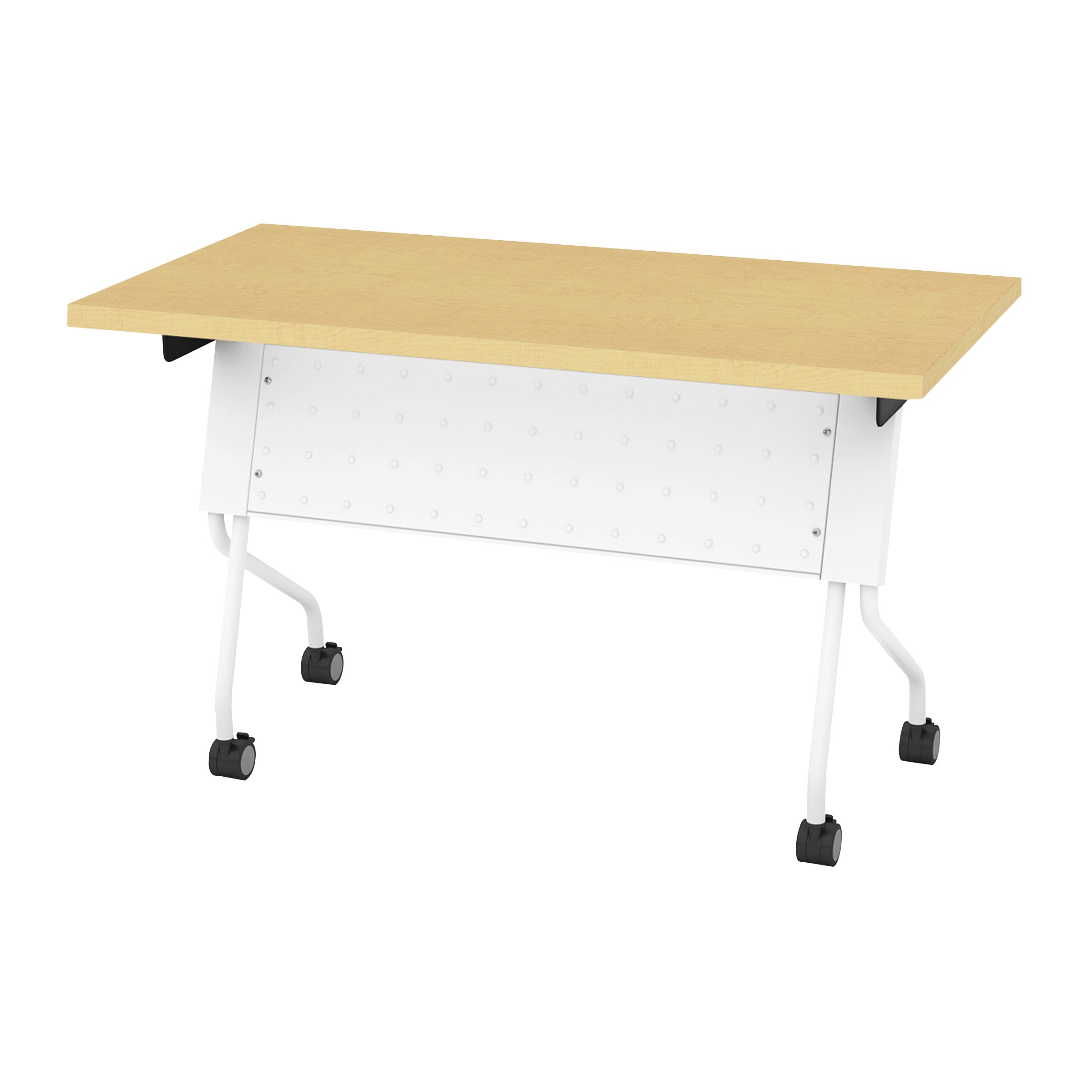 4' White Frame with Maple Top - White