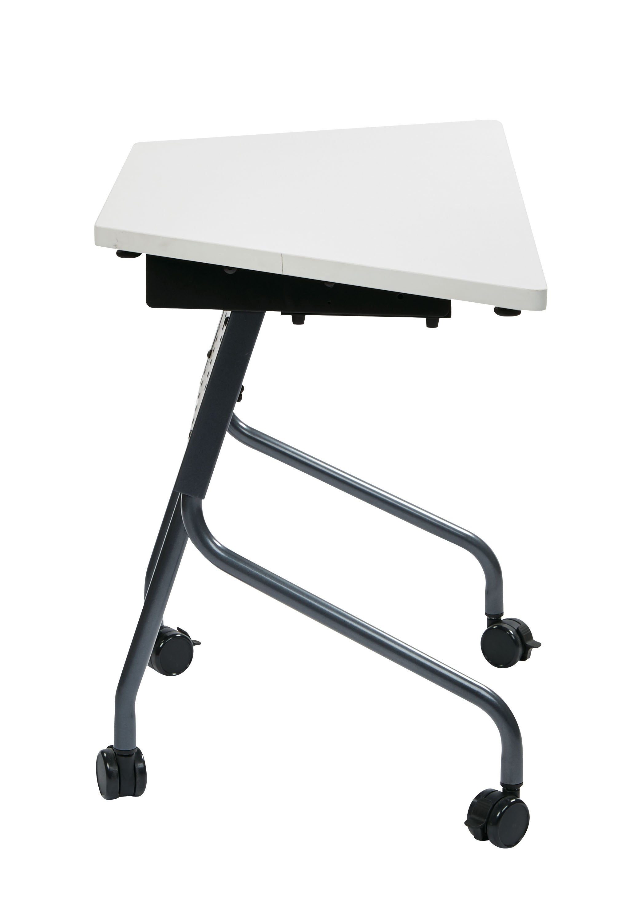 46.5" Wide Trapezoid Table - Titanium Frame, Grey Top