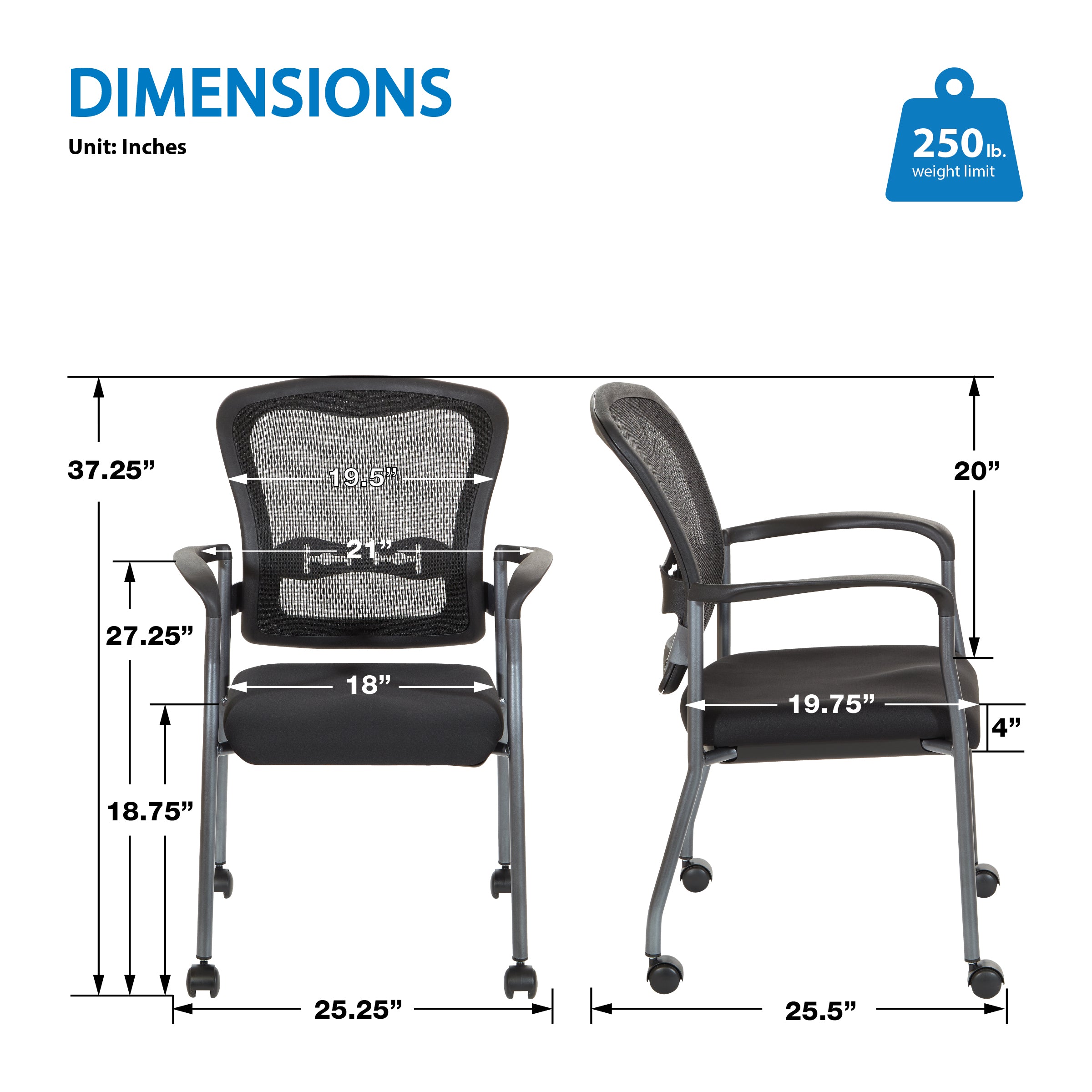 Titanium Visitors Chair with Arms - Coal