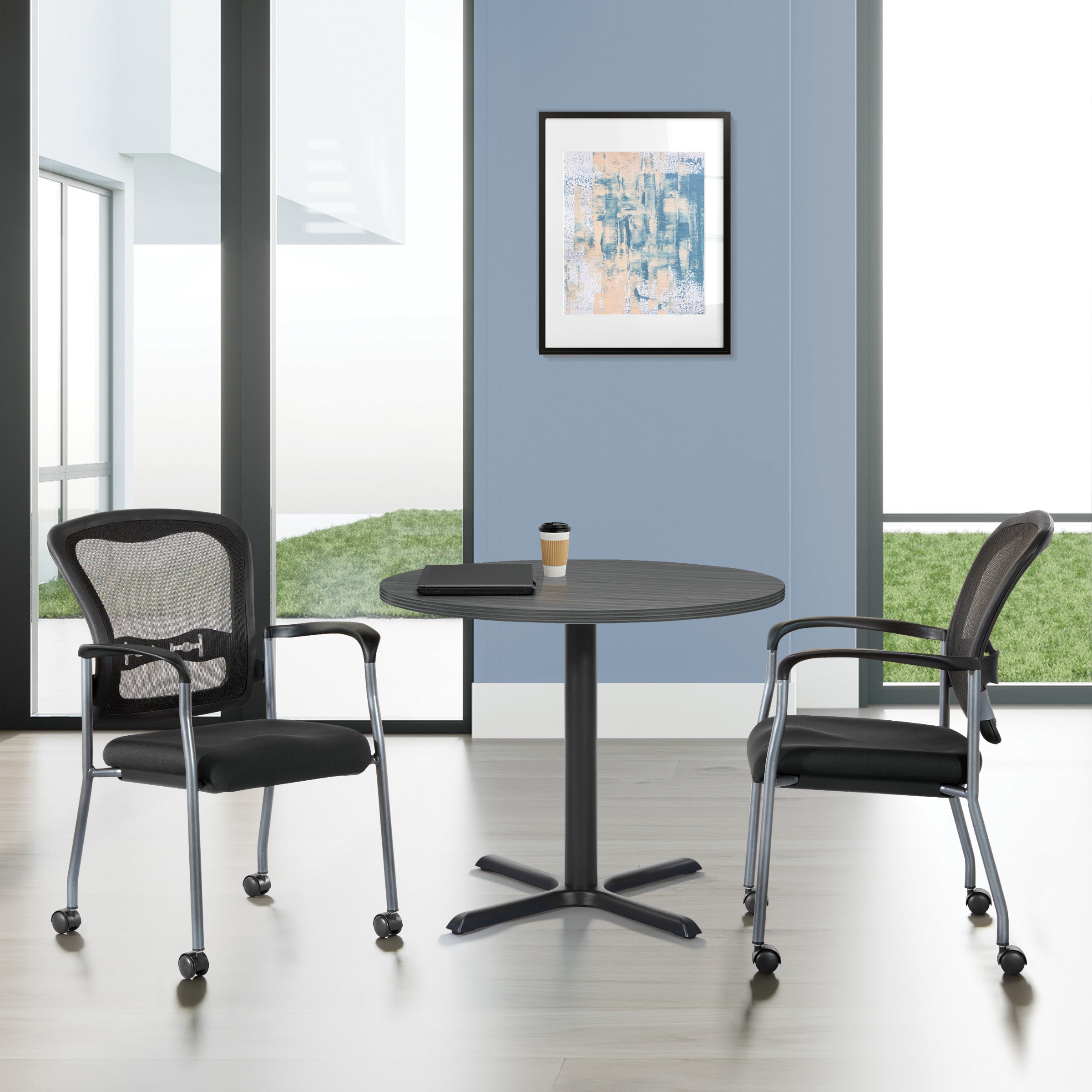 Titanium Visitors Chair with Arms - Coal