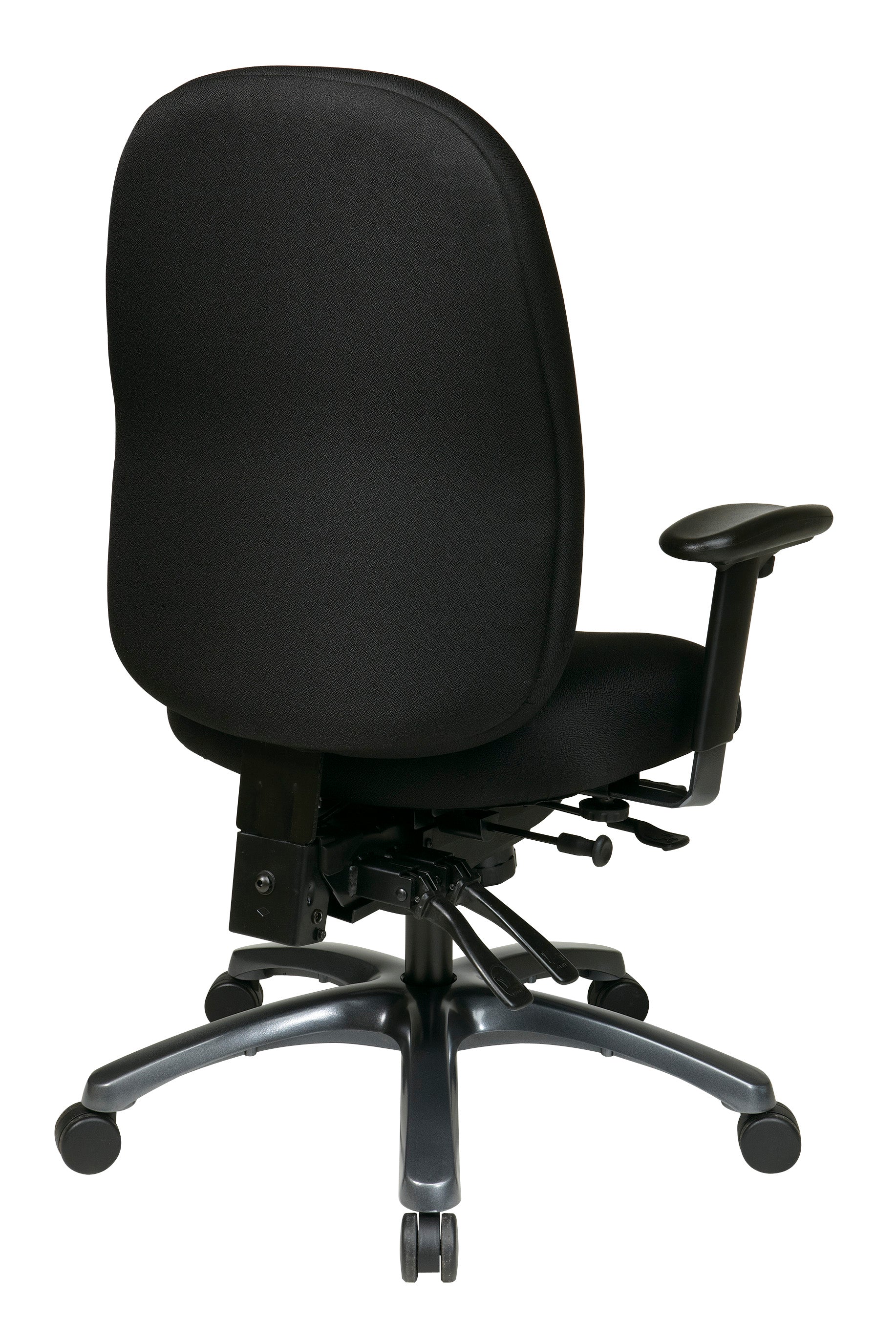 Multi-Function High Back Chair with Seat Slider and Titanium Finish Base - Black