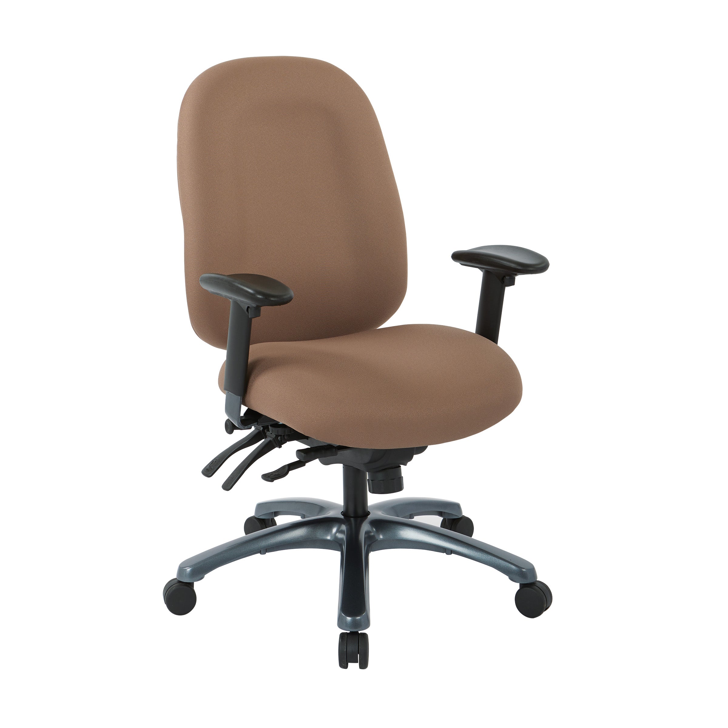 Multi-Function High Back Chair with Seat Slider and Titanium Finish Base - Taupe