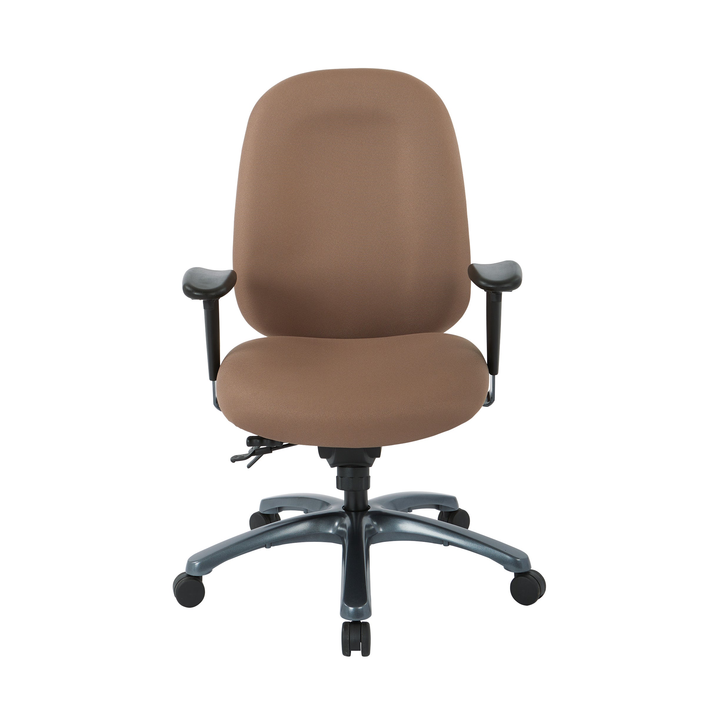 Multi-Function High Back Chair with Seat Slider and Titanium Finish Base - Taupe