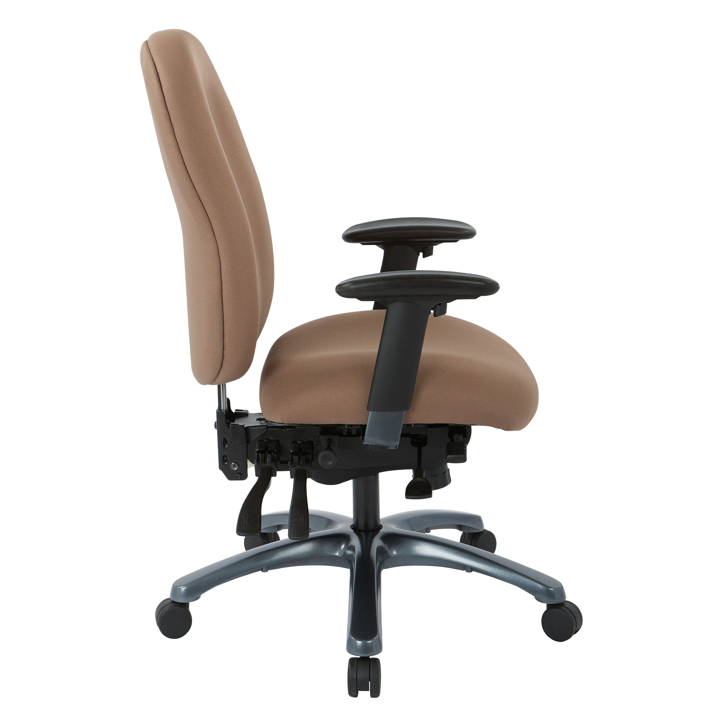 Multi-Function High Back Chair with Seat Slider and Titanium Finish Base - Taupe