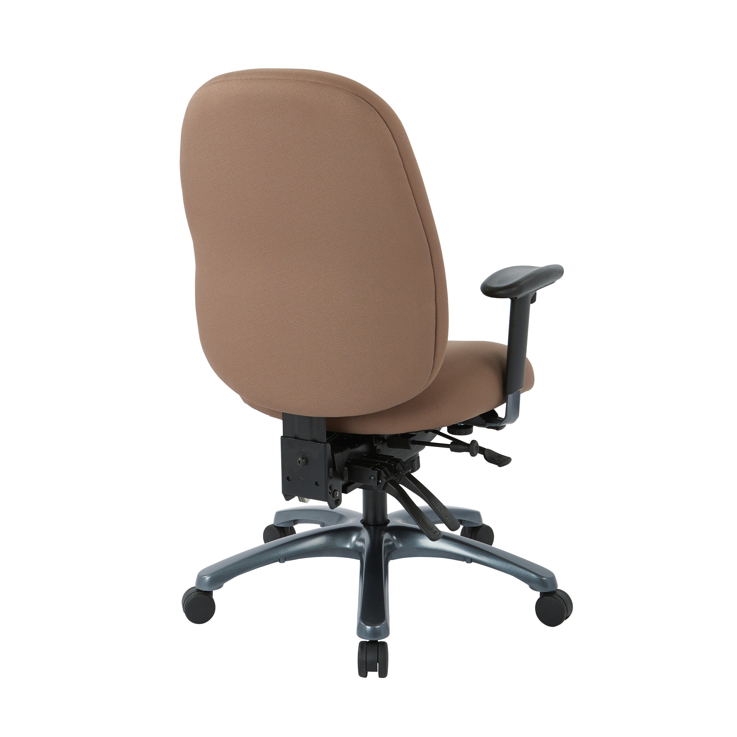 Multi-Function High Back Chair with Seat Slider and Titanium Finish Base - Taupe